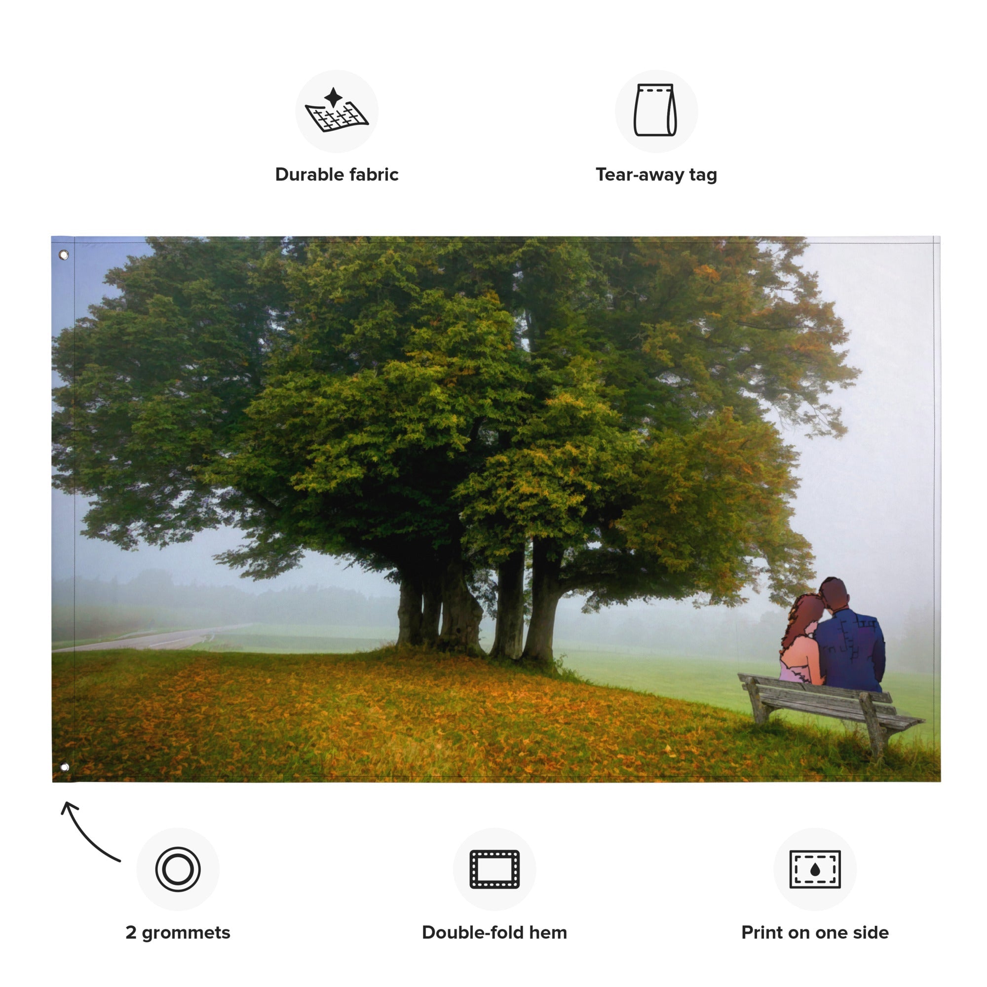 Love Under Tree Painitng Flag Tapestry-1