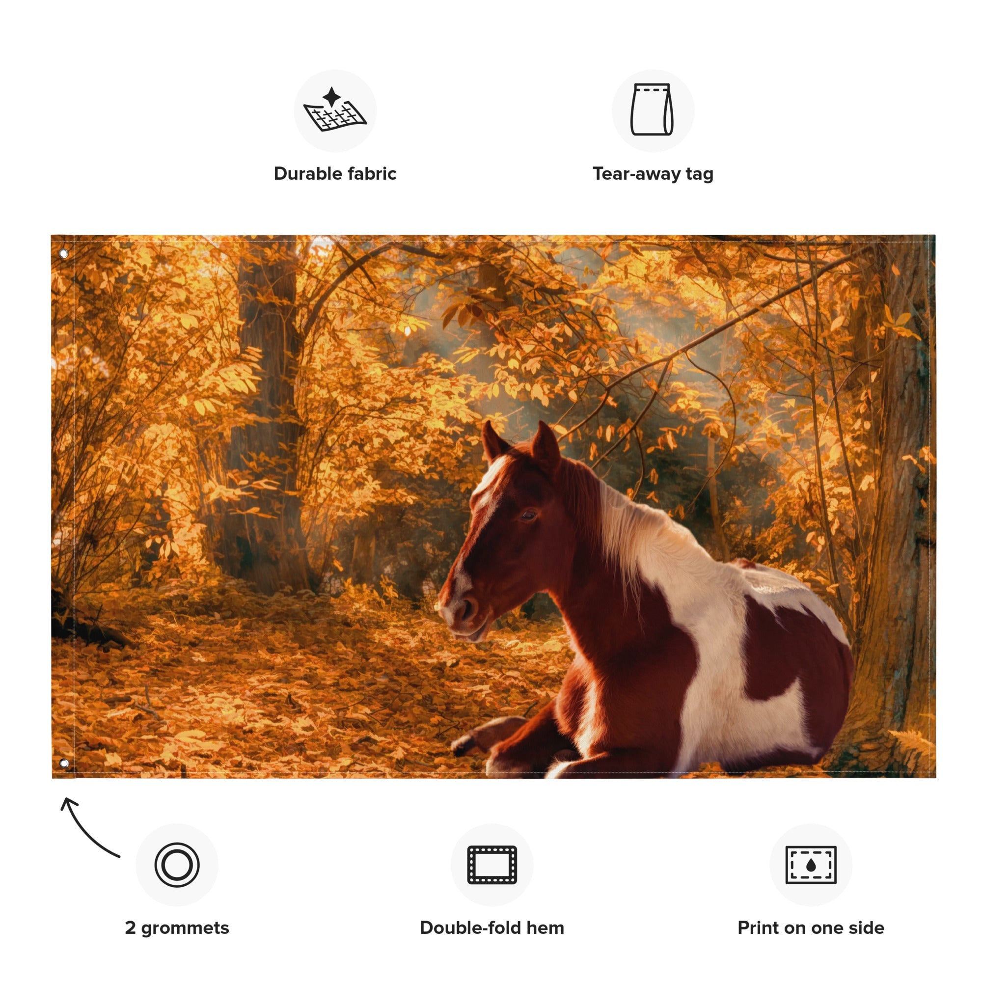 Horse Wall Art Painting  Flag Tapestry-1