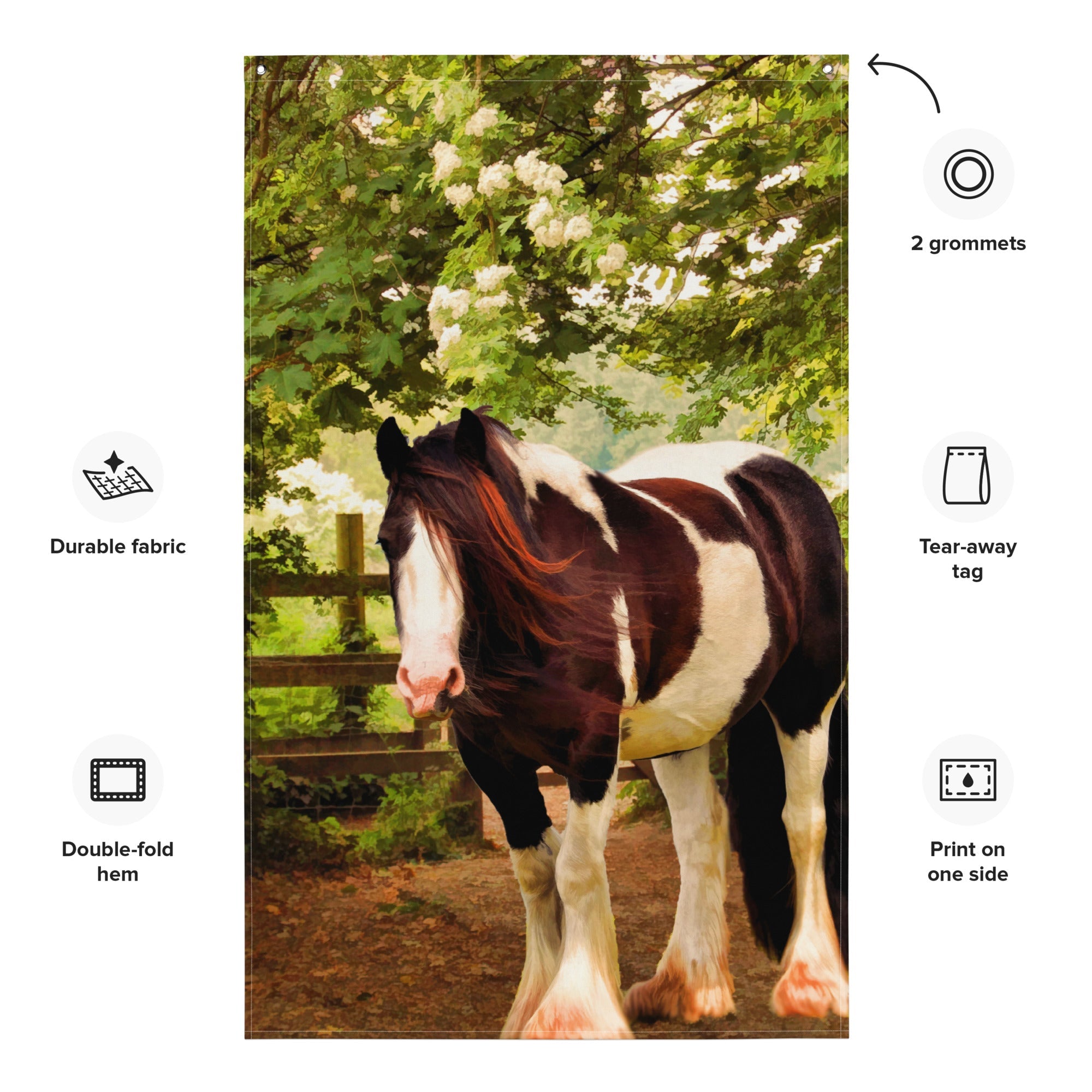 Stable Horse Painting Flag Tapestry-1