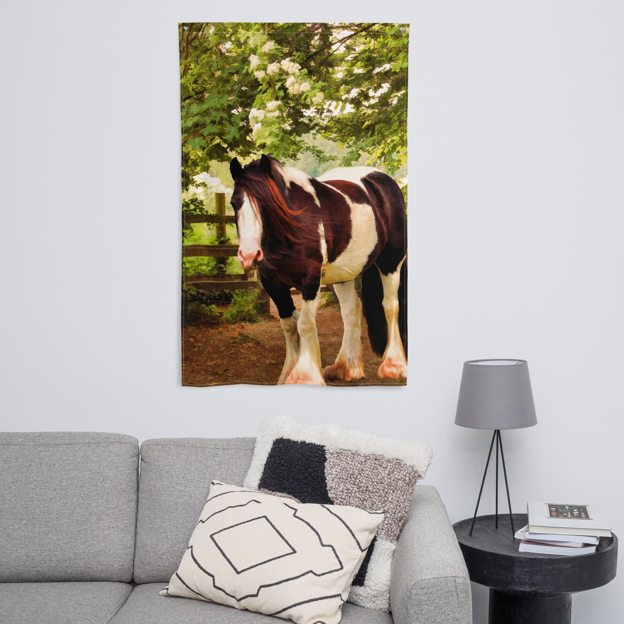 Stable Horse Painting Flag Tapestry-3