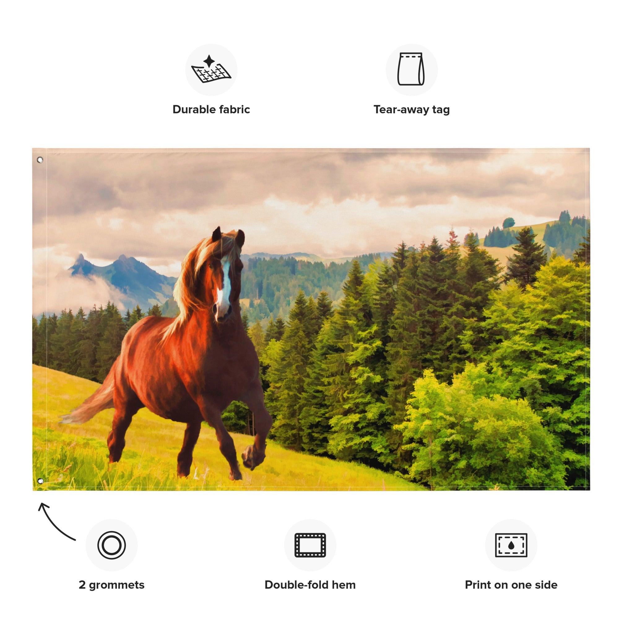 Running Horse Painting Flag Tapestry-1