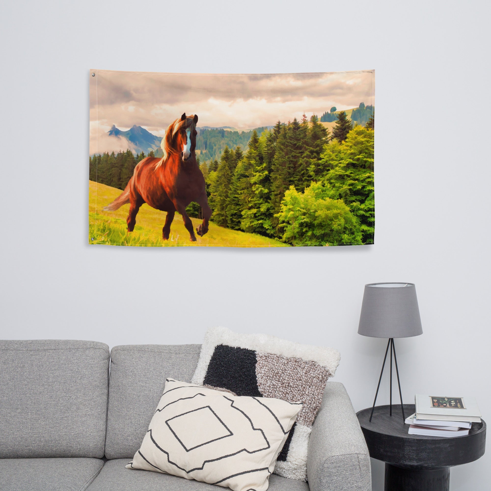 Running Horse Painting Flag Tapestry-3