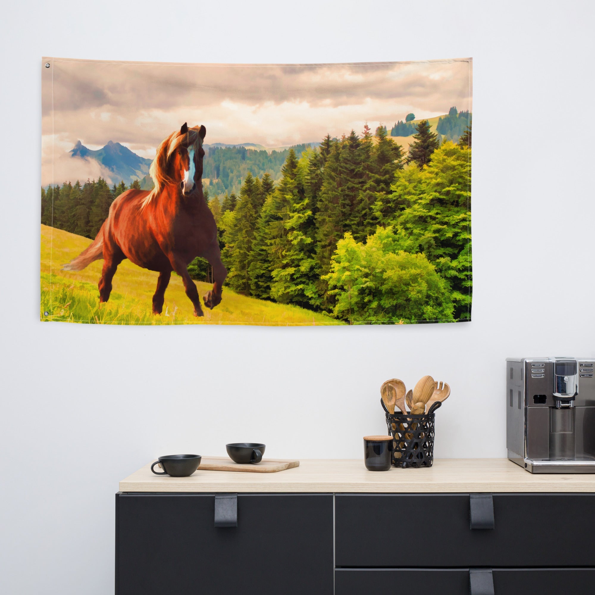 Running Horse Painting Flag Tapestry-4