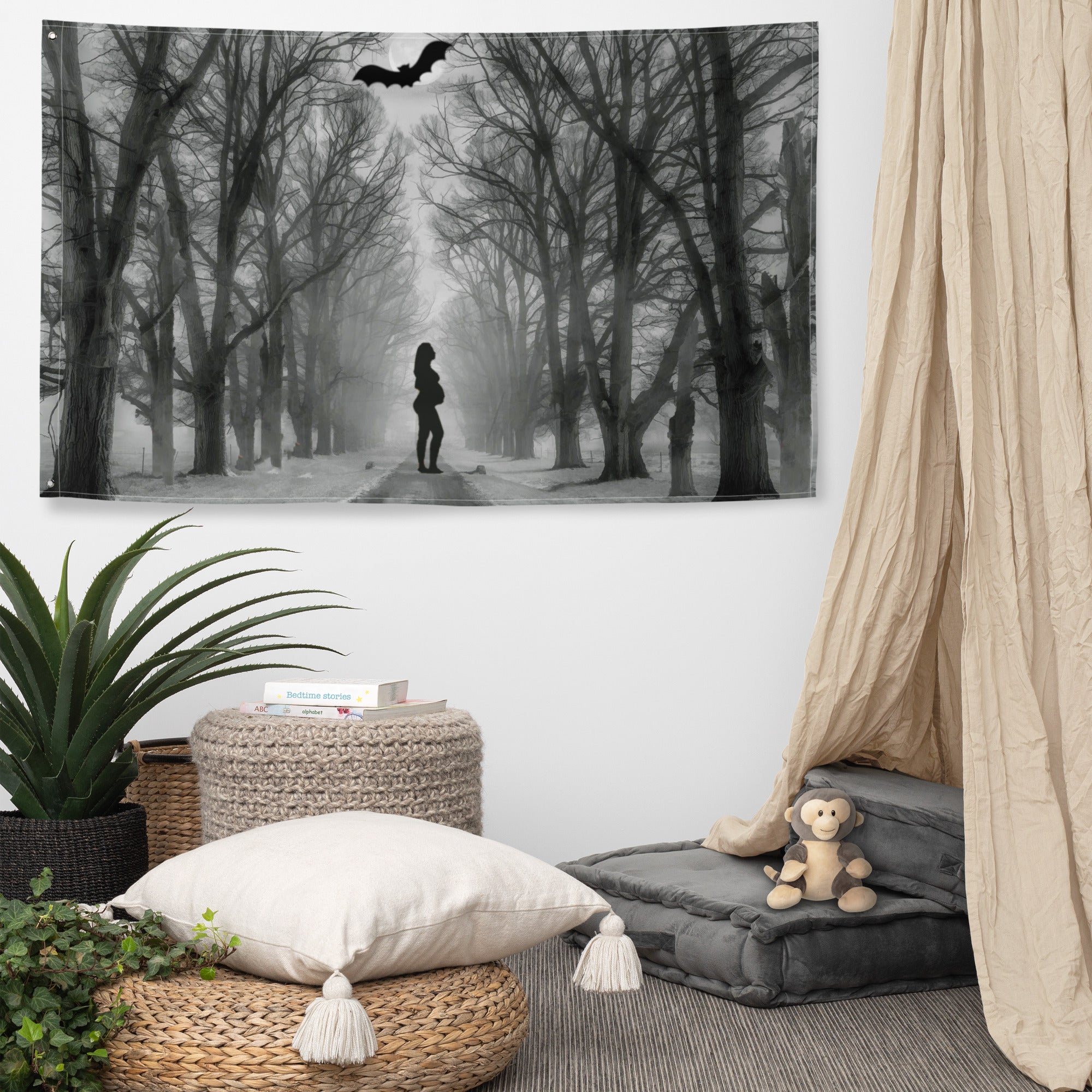 Lovable Road Painting Flag Tapestry-4