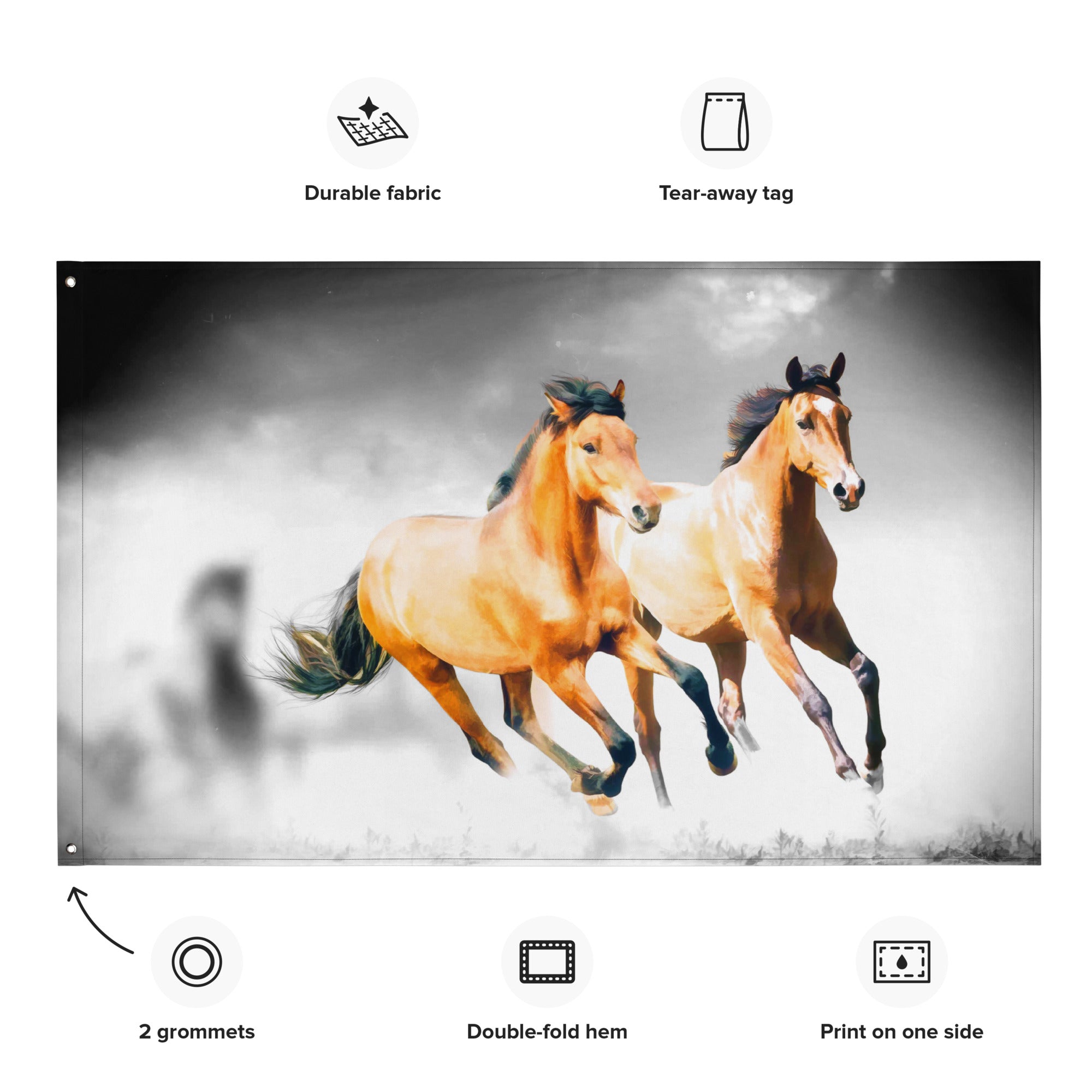 Horse Couple Painiting Flag Tapestry-1