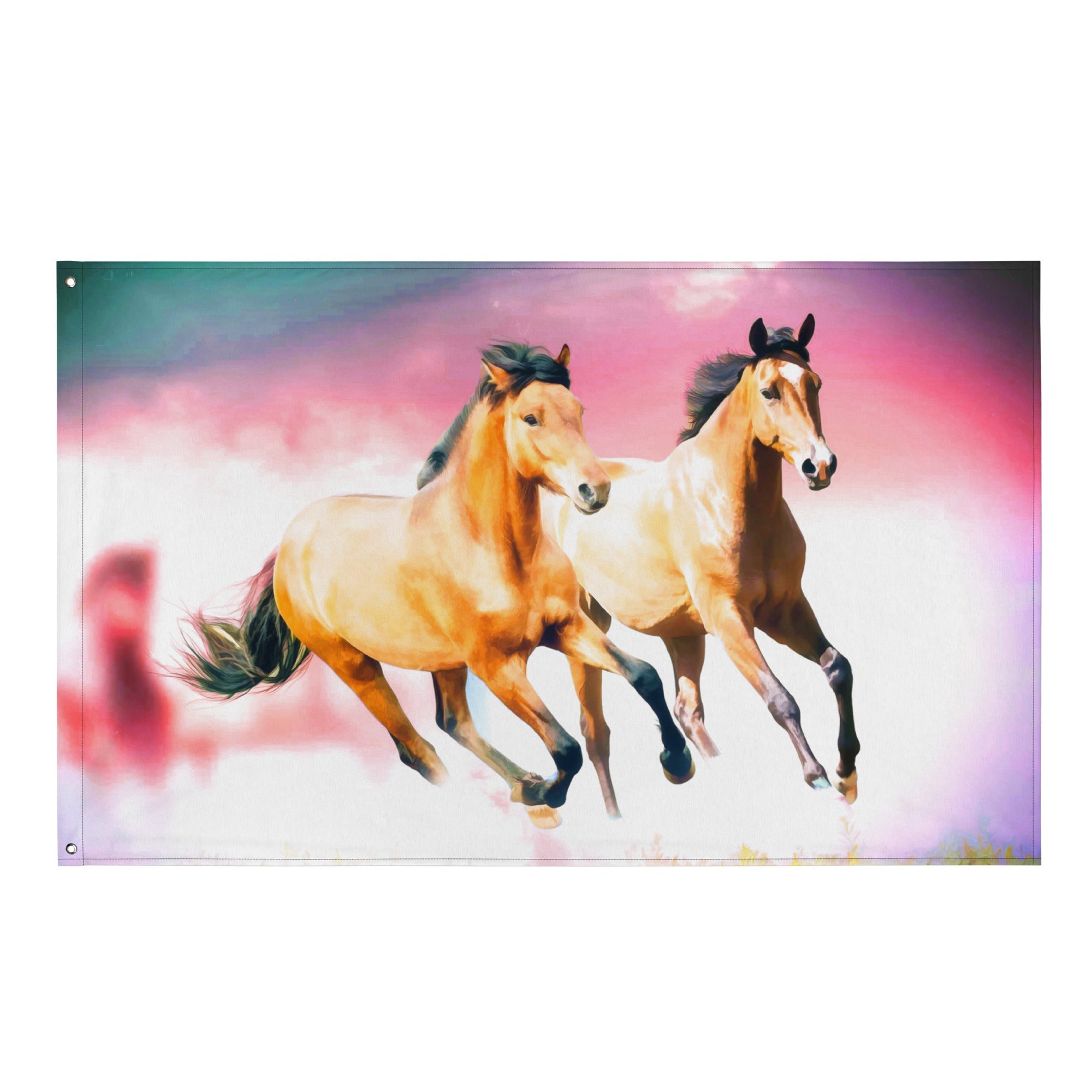 Running Horse Art Painting Flag Tapestry-0