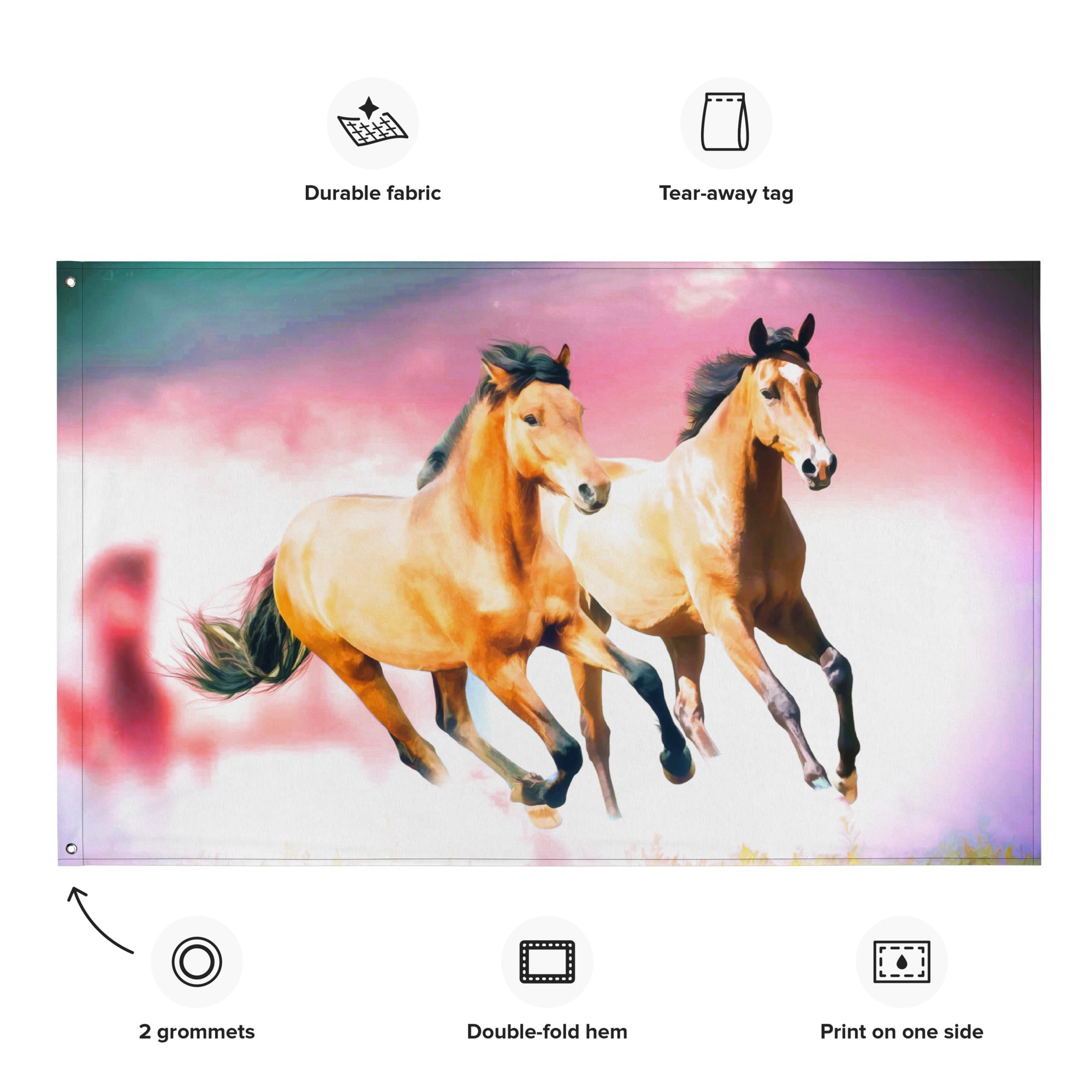 Running Horse Art Painting Flag Tapestry-1