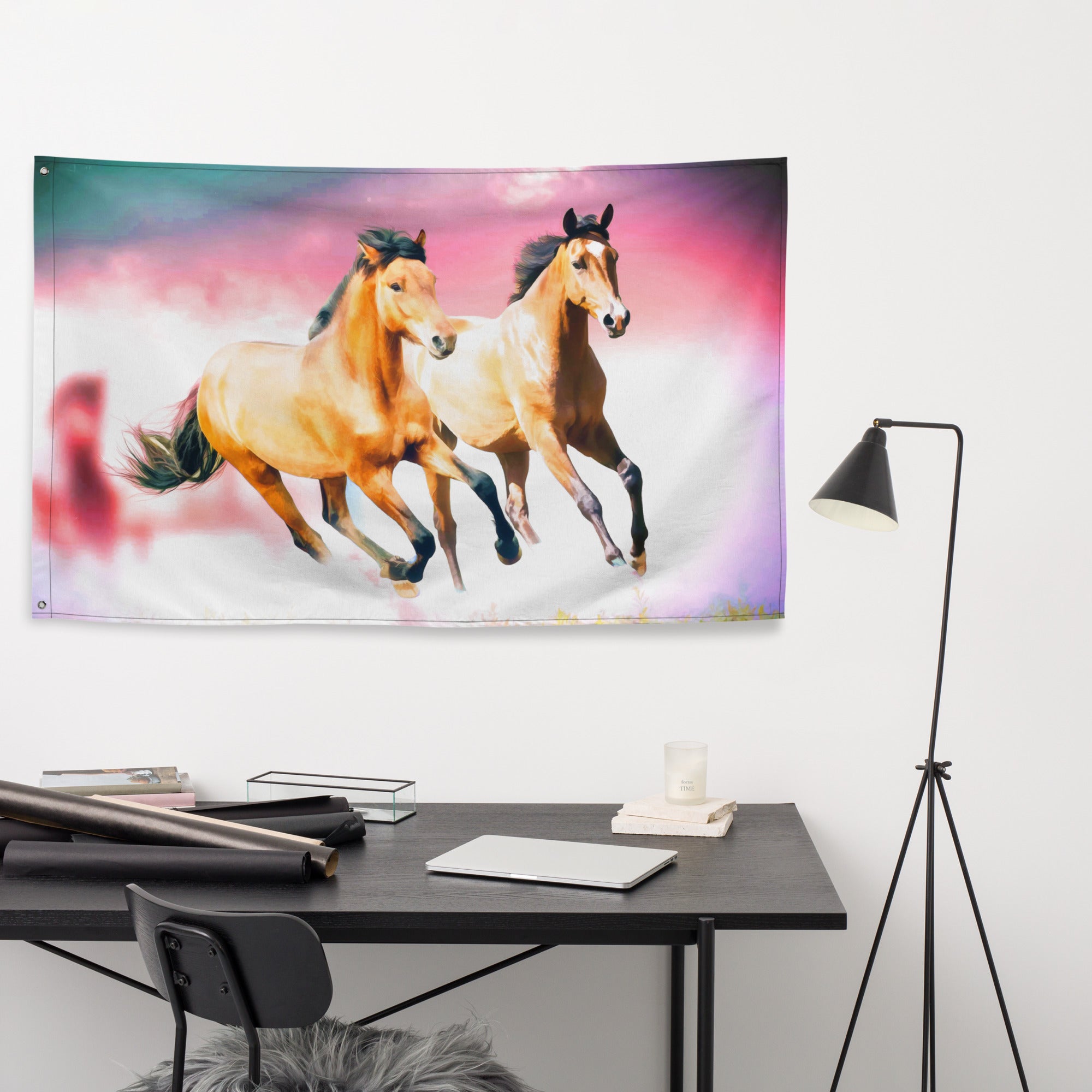 Running Horse Art Painting Flag Tapestry-3