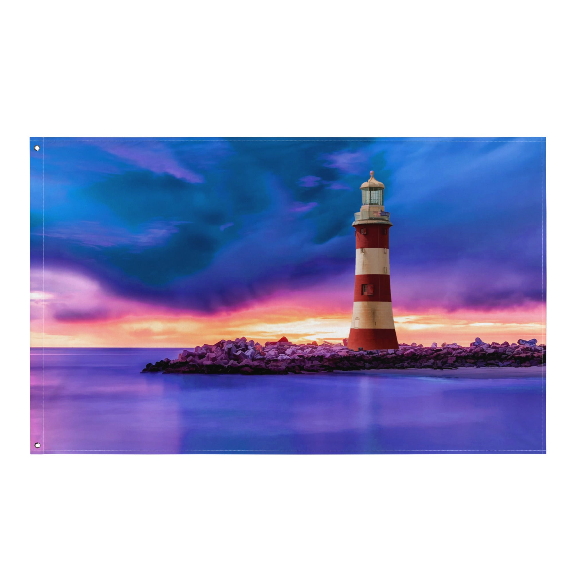 Lighthouse and Sea Painting Flag Tapestry-0