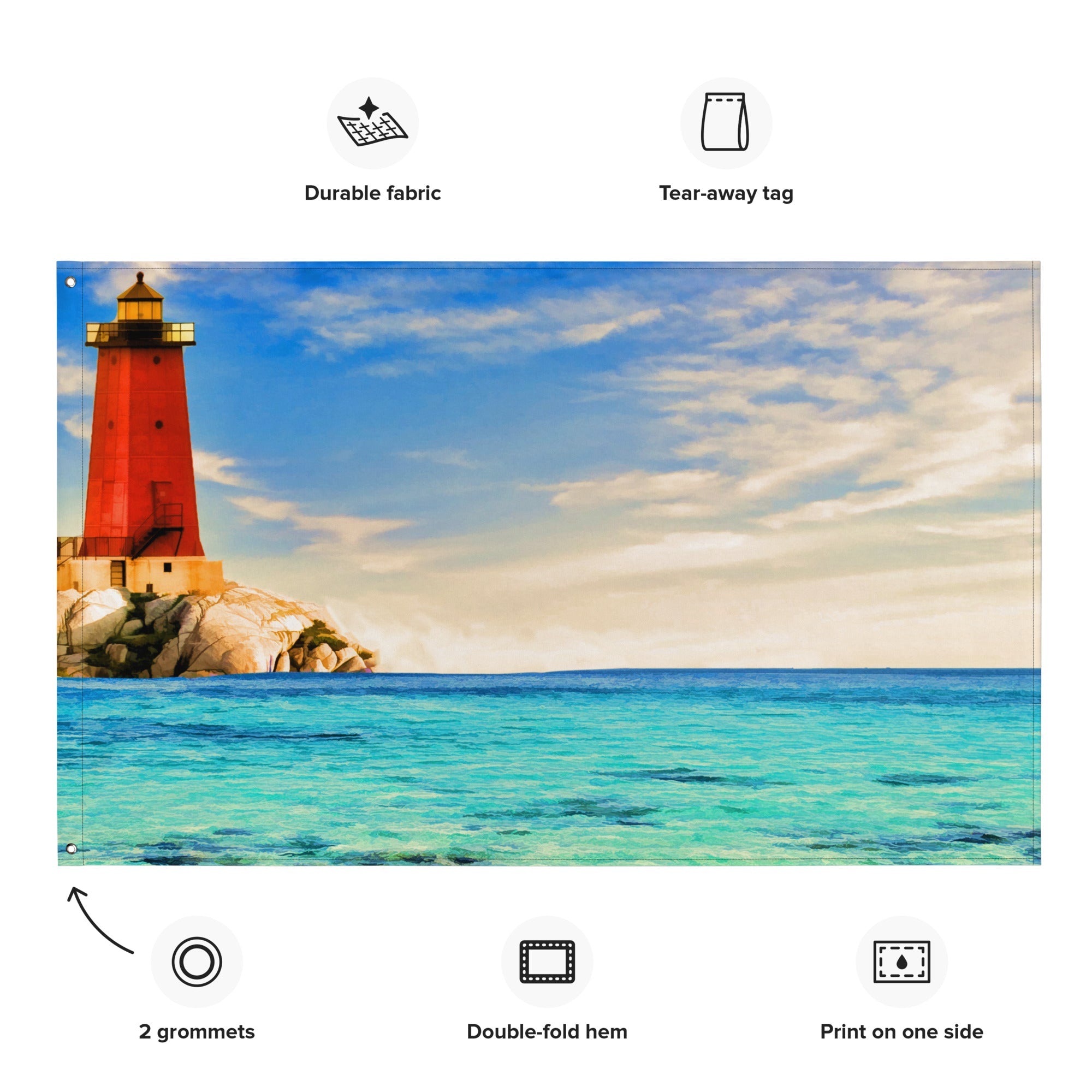 Lighthouse Painting Flag Tapestry-1