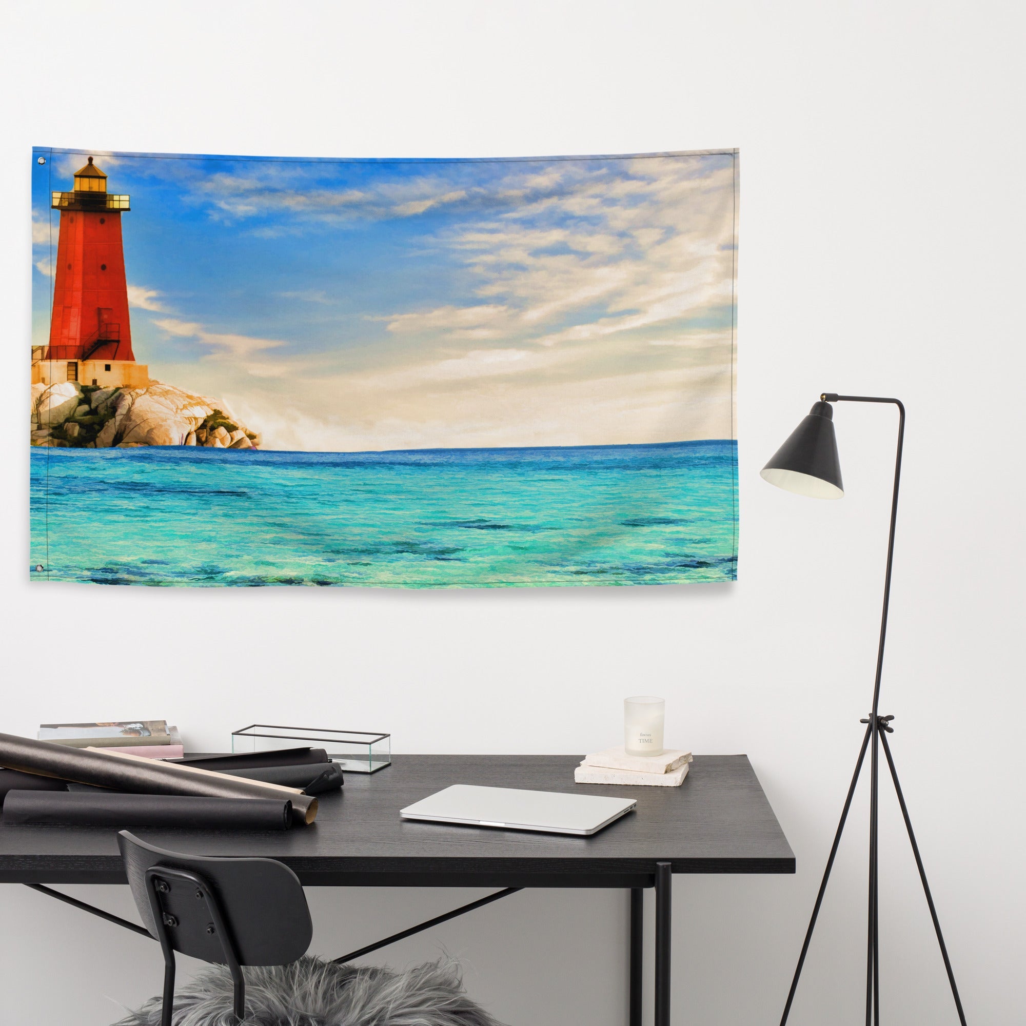 Lighthouse Painting Flag Tapestry-3