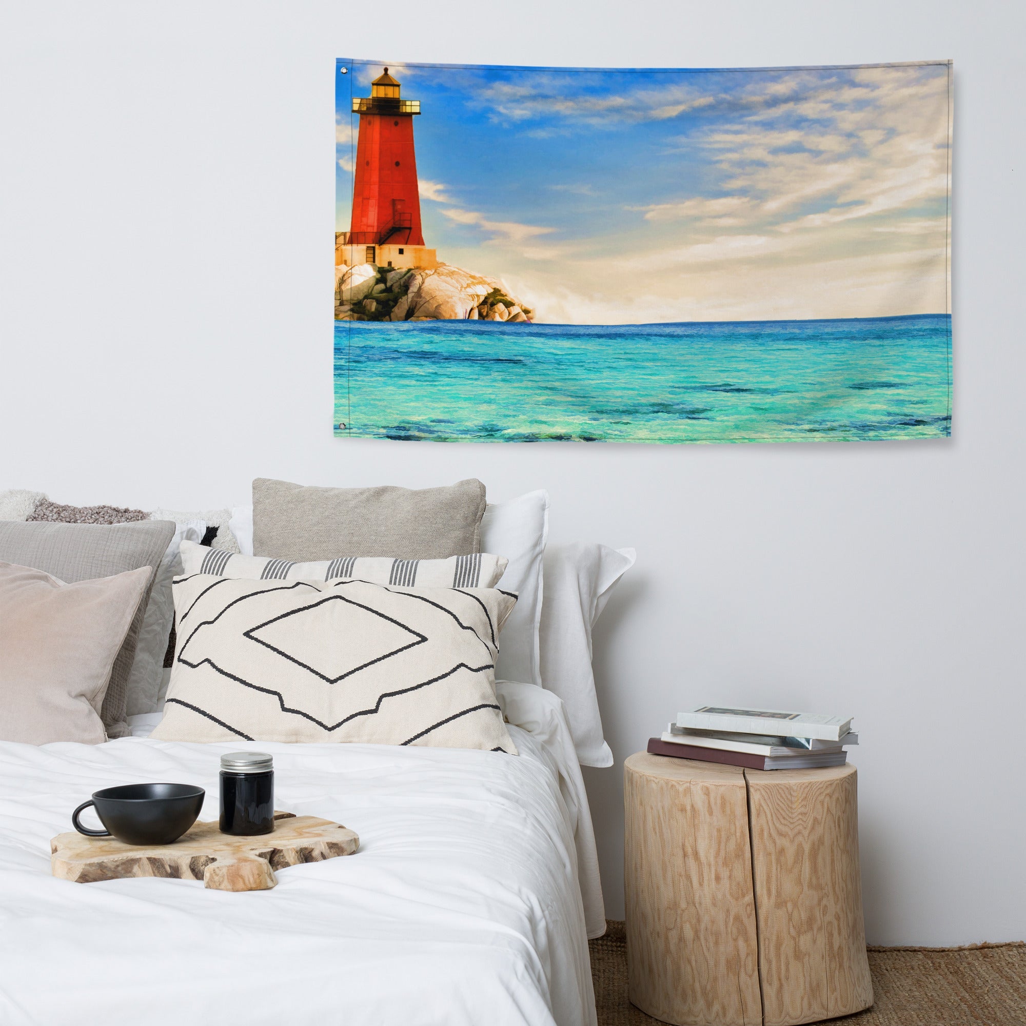 Lighthouse Painting Flag Tapestry-4