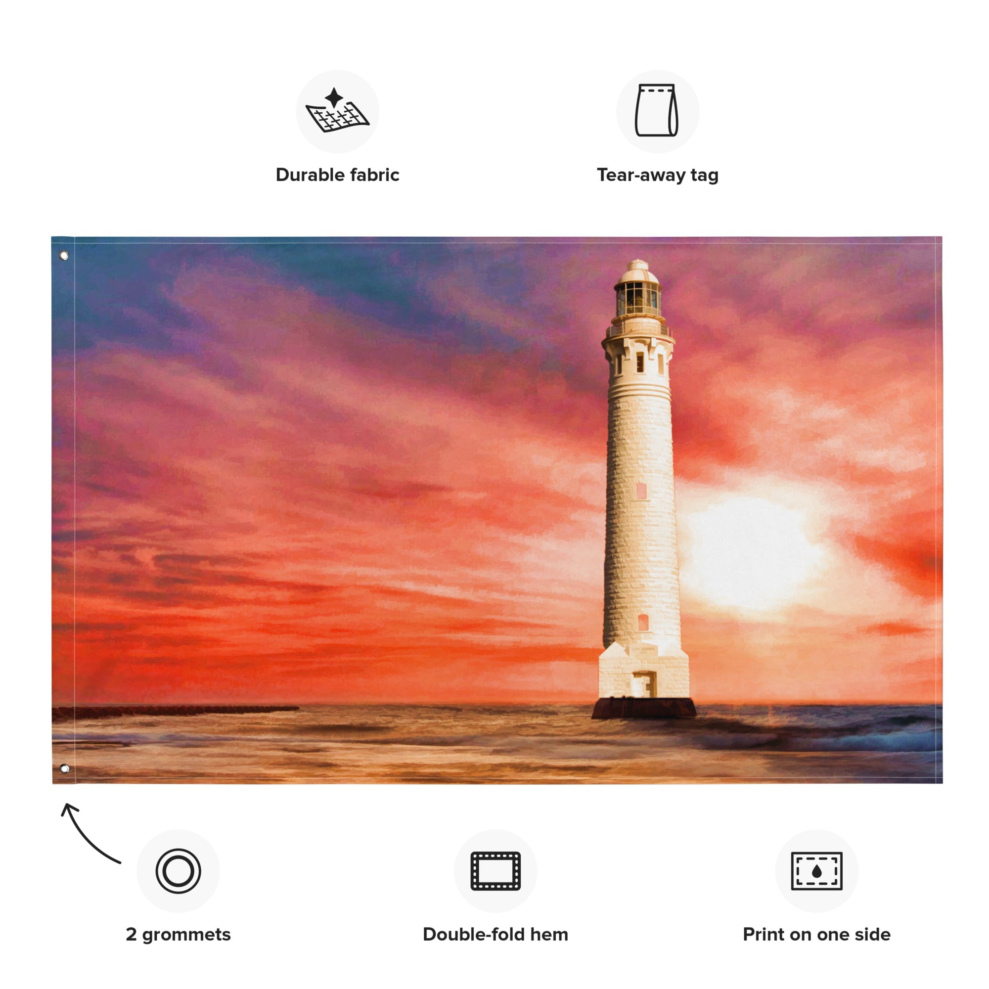 Lighthouse Wall Art Painting Flag Tapestry-1