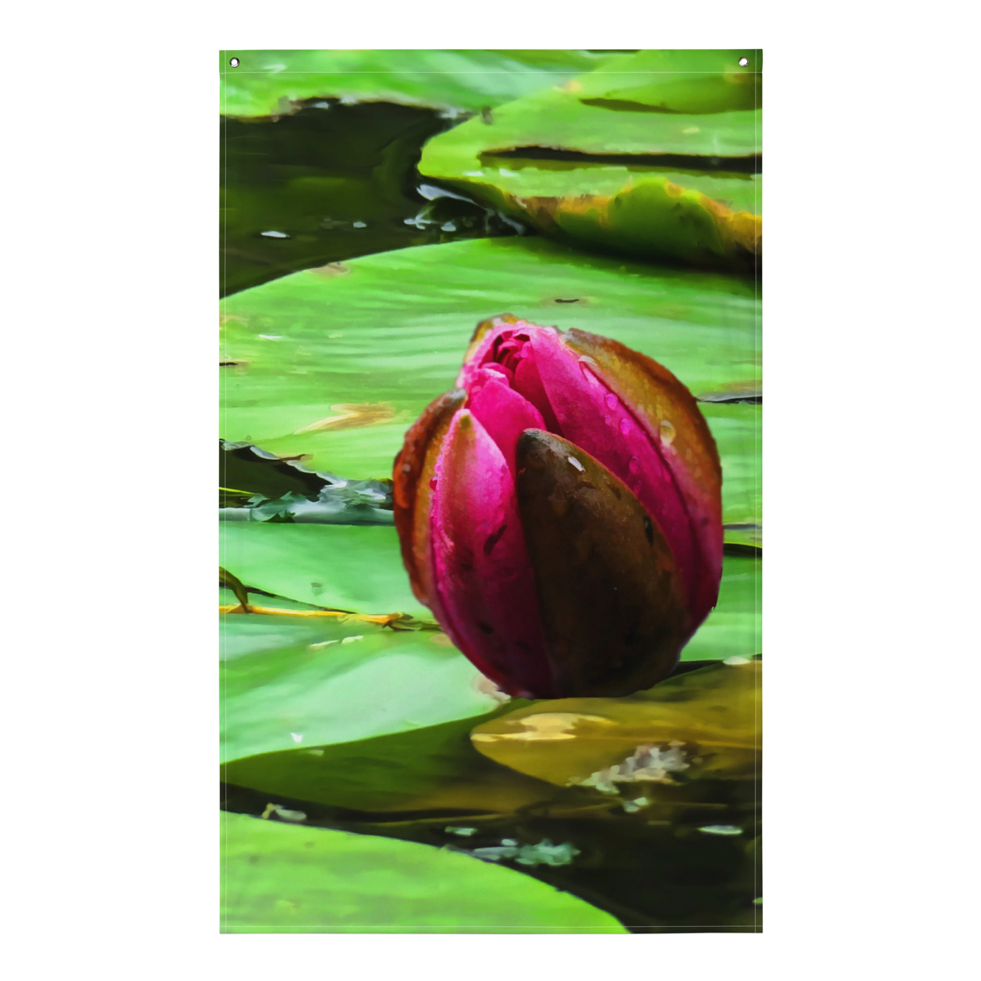 Flower Bud Pond Painting Flag Tapestry-0