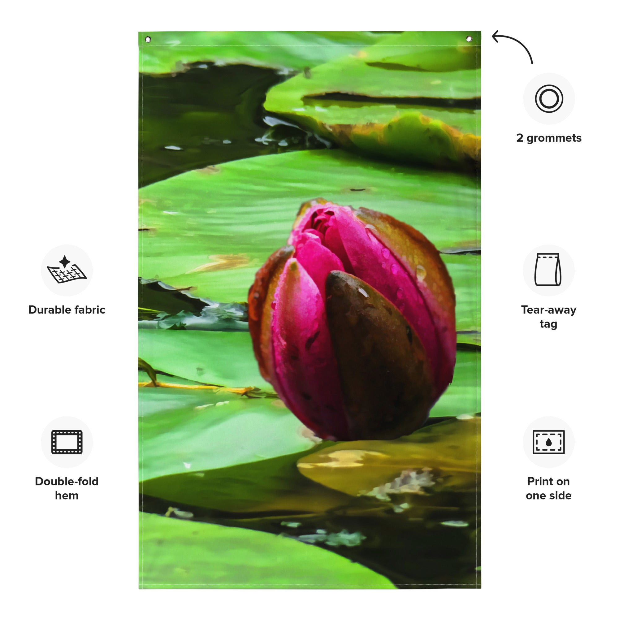 Flower Bud Pond Painting Flag Tapestry-1