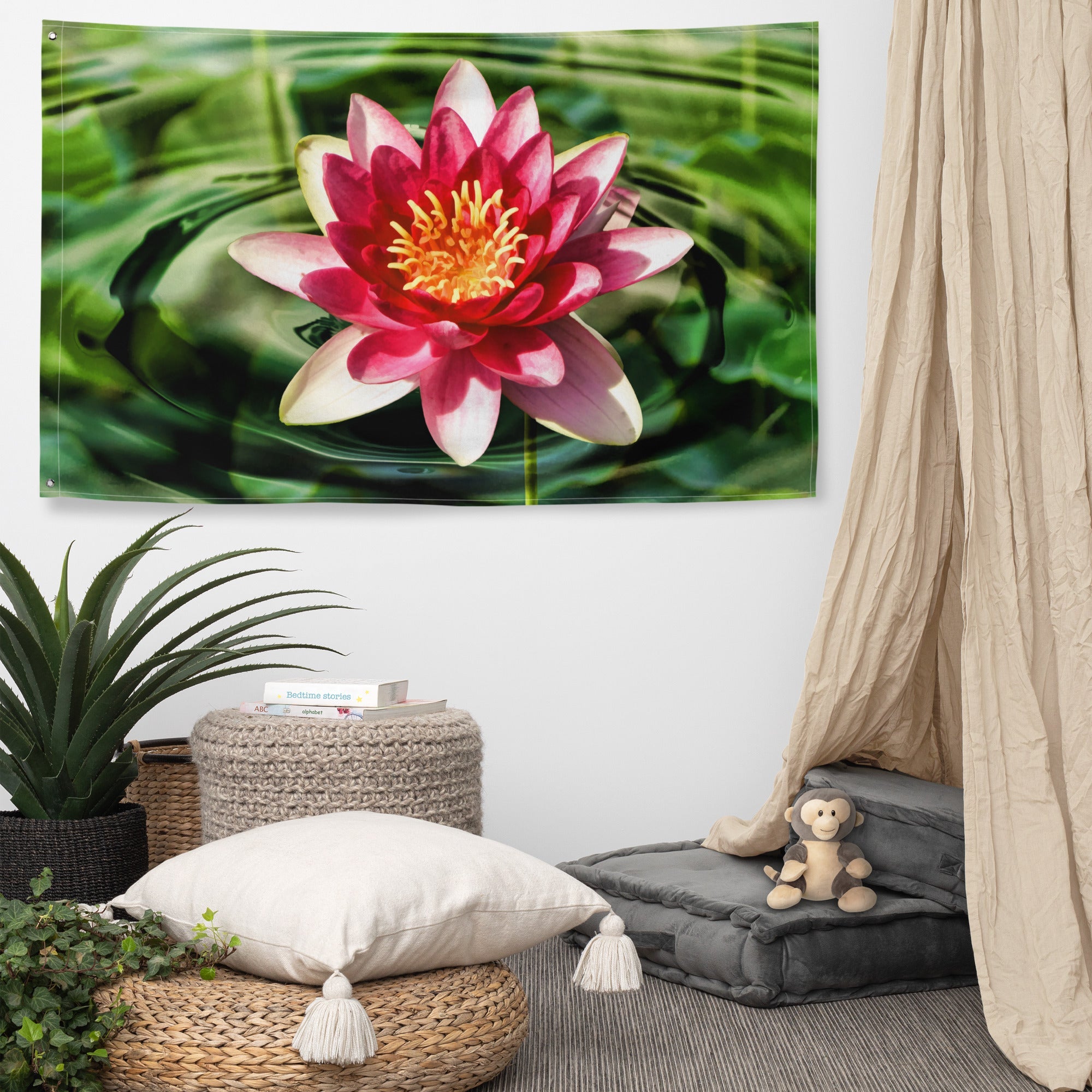 Lily Flower Painting Wall art Flag Tapestry-4