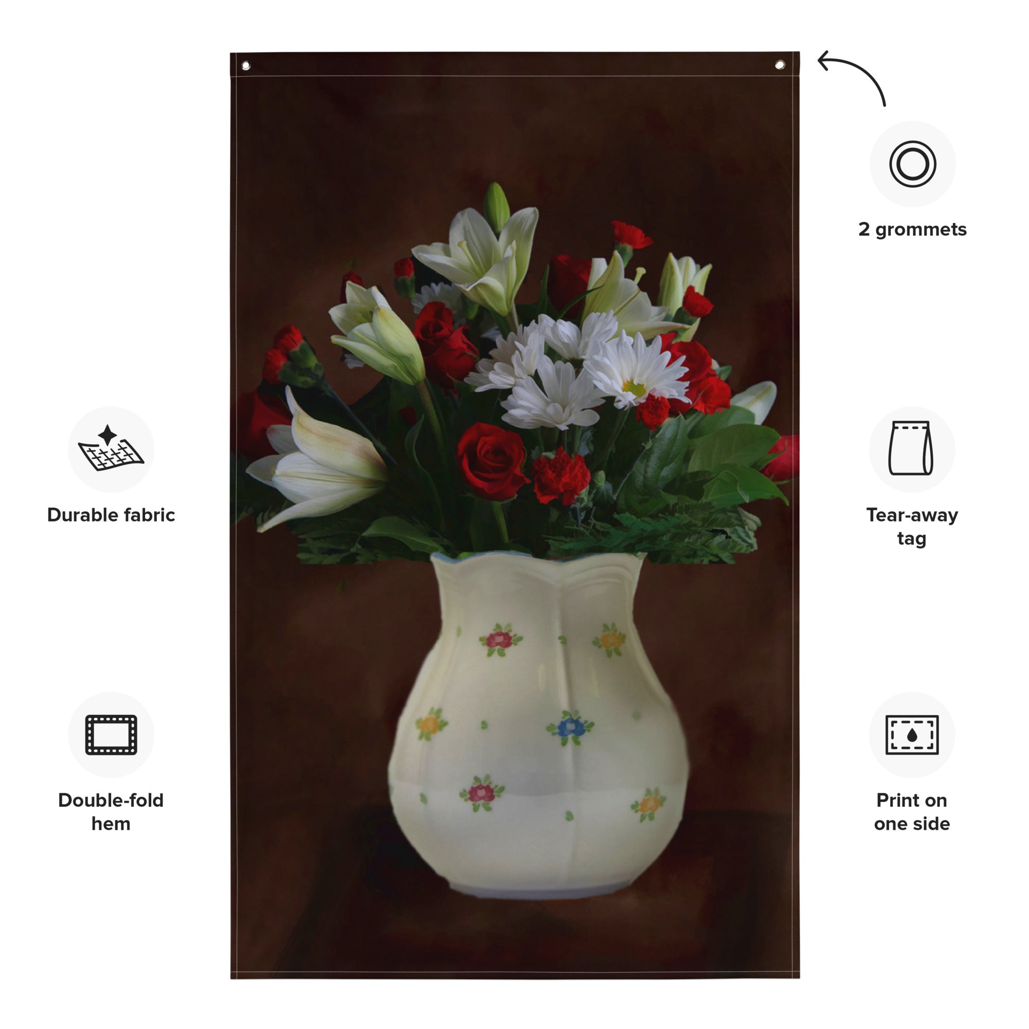 Flower Oil  Painting Flag Tapestry-1