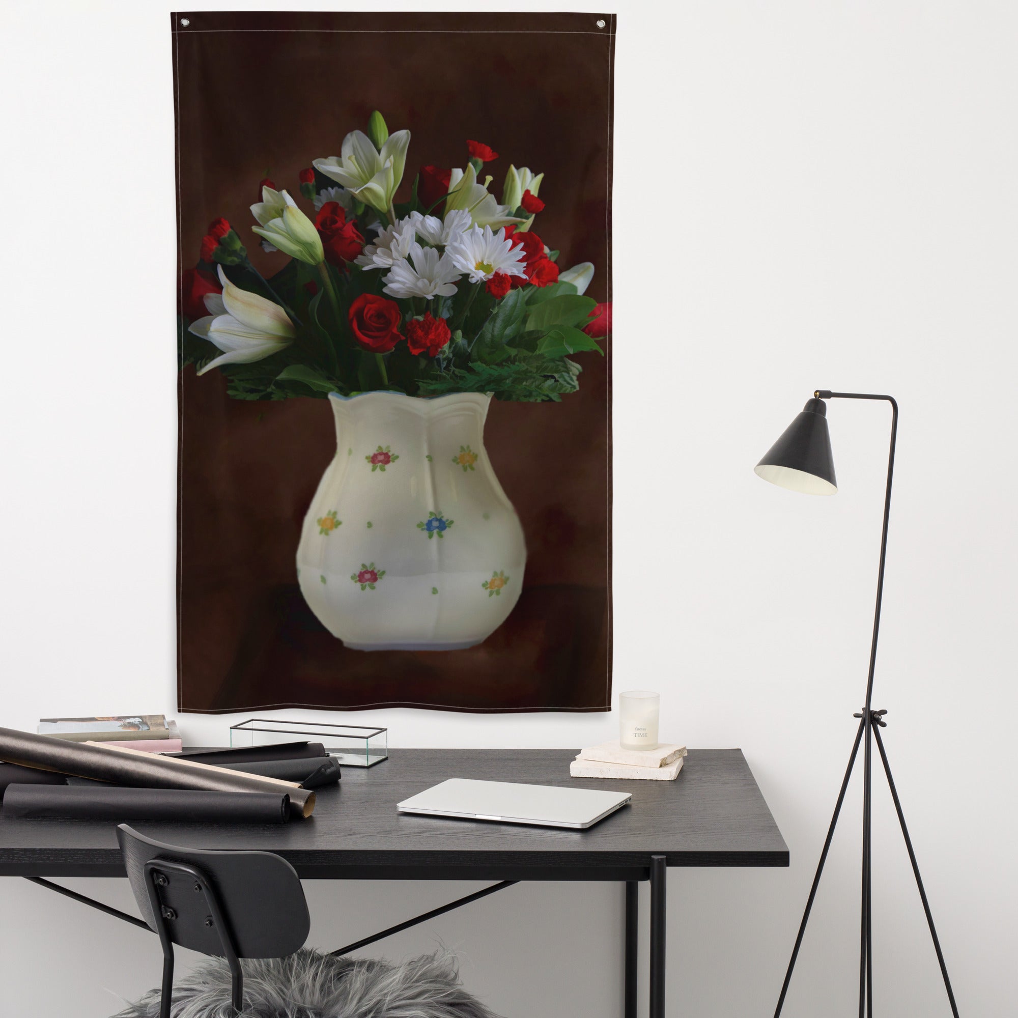 Flower Oil  Painting Flag Tapestry-3