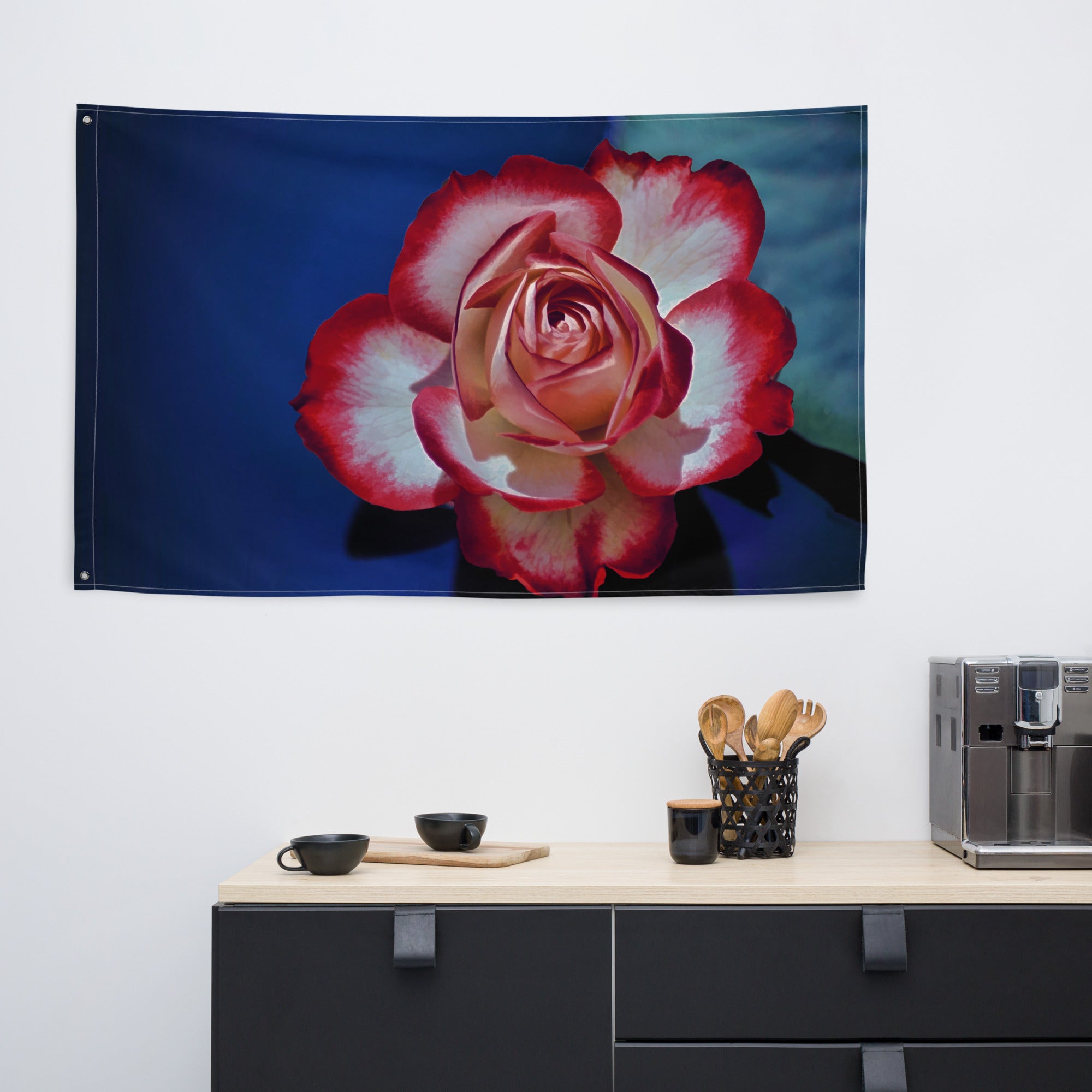 Lily Flower Painting  2 Flag Tapestry-4