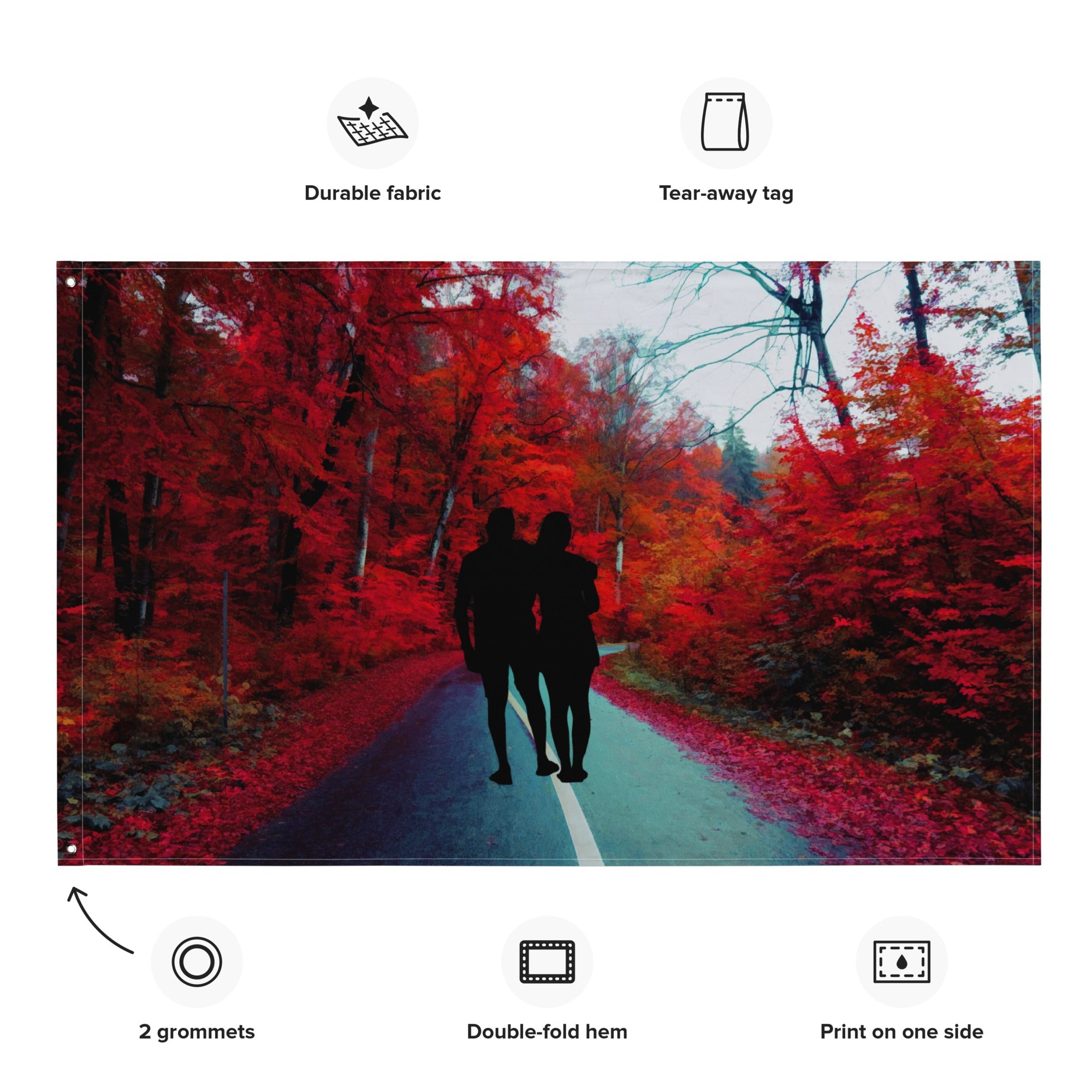 Couple Walk Painting Flag Tapestry-1