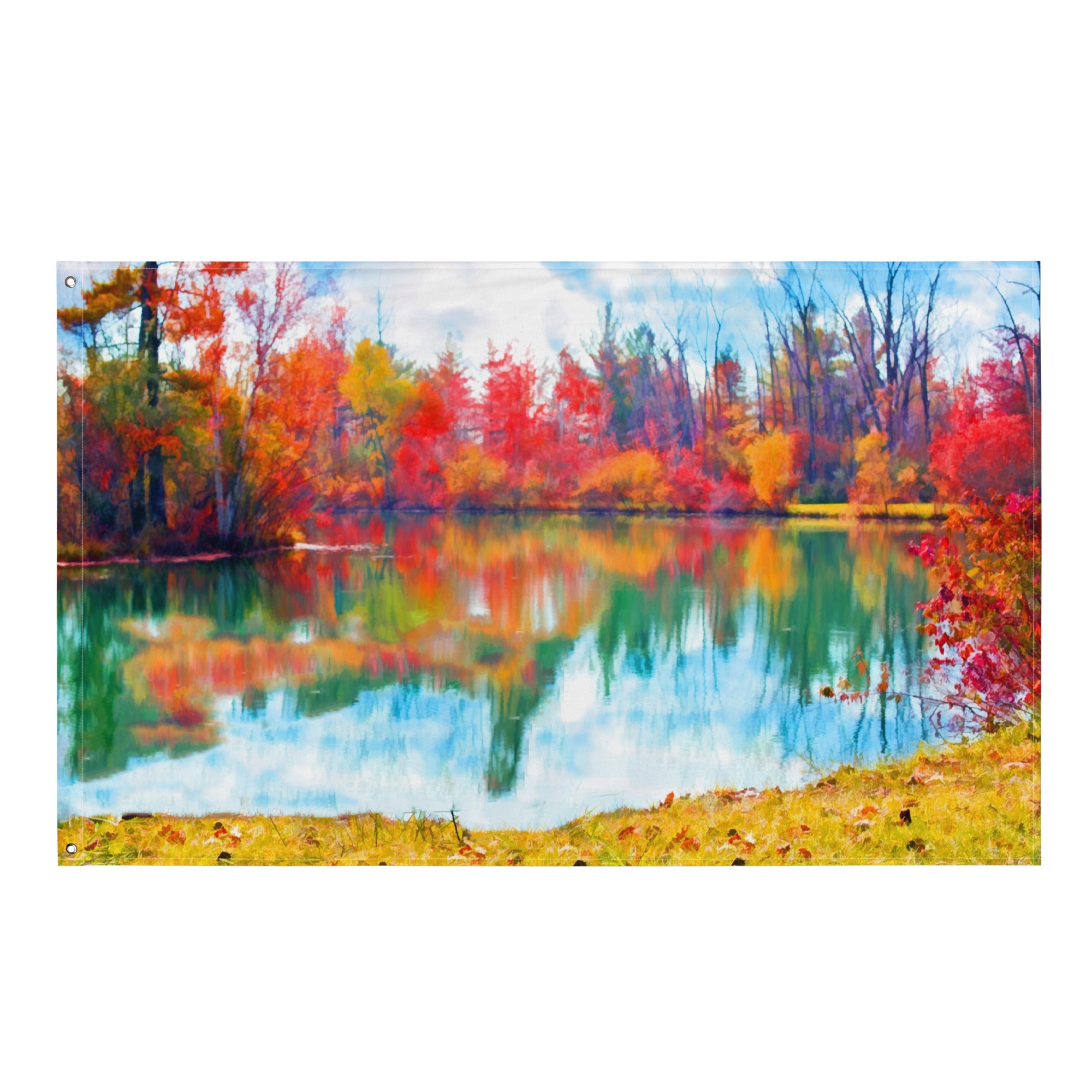 Fine Art Lake Painting Flag Tapestry-0