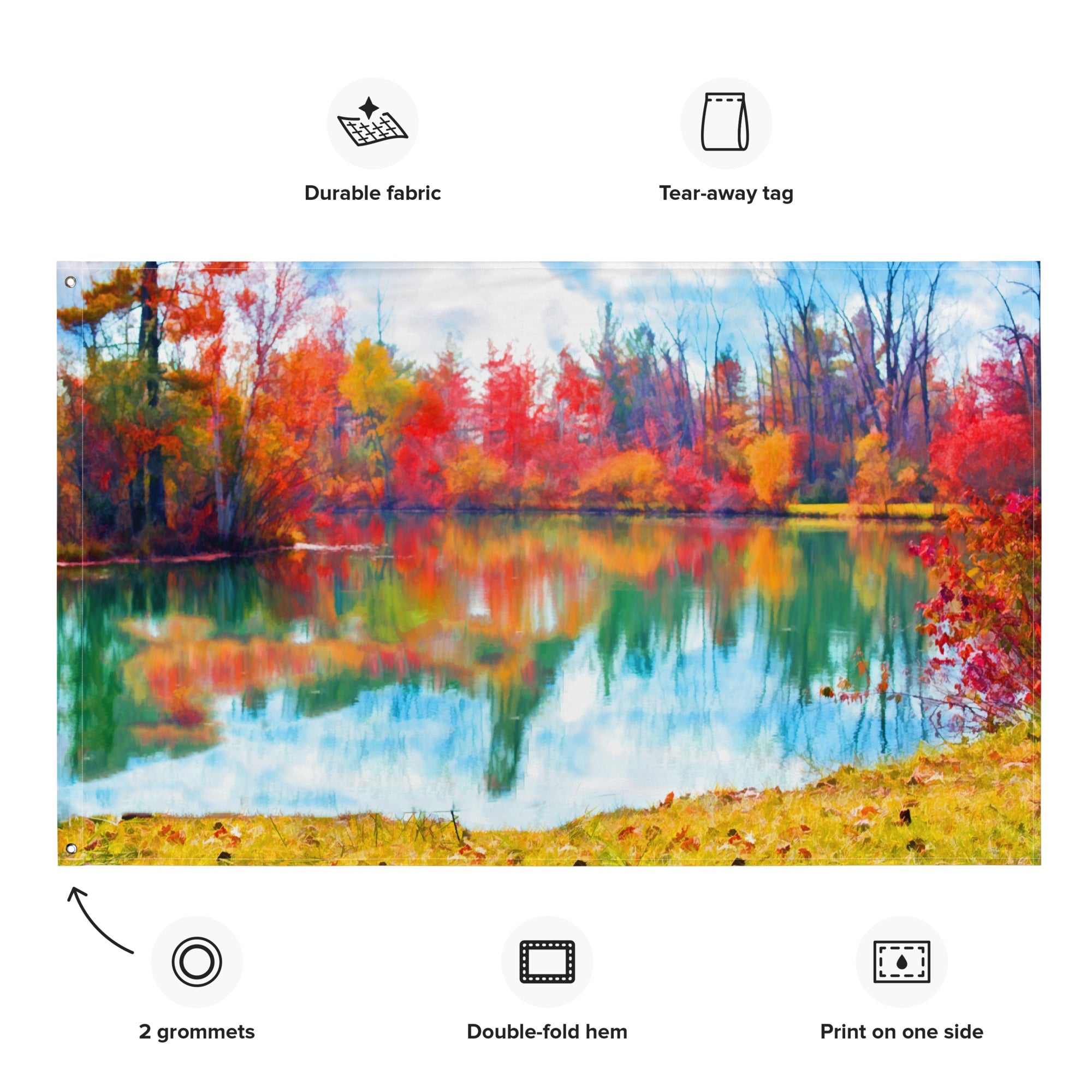 Fine Art Lake Painting Flag Tapestry-1