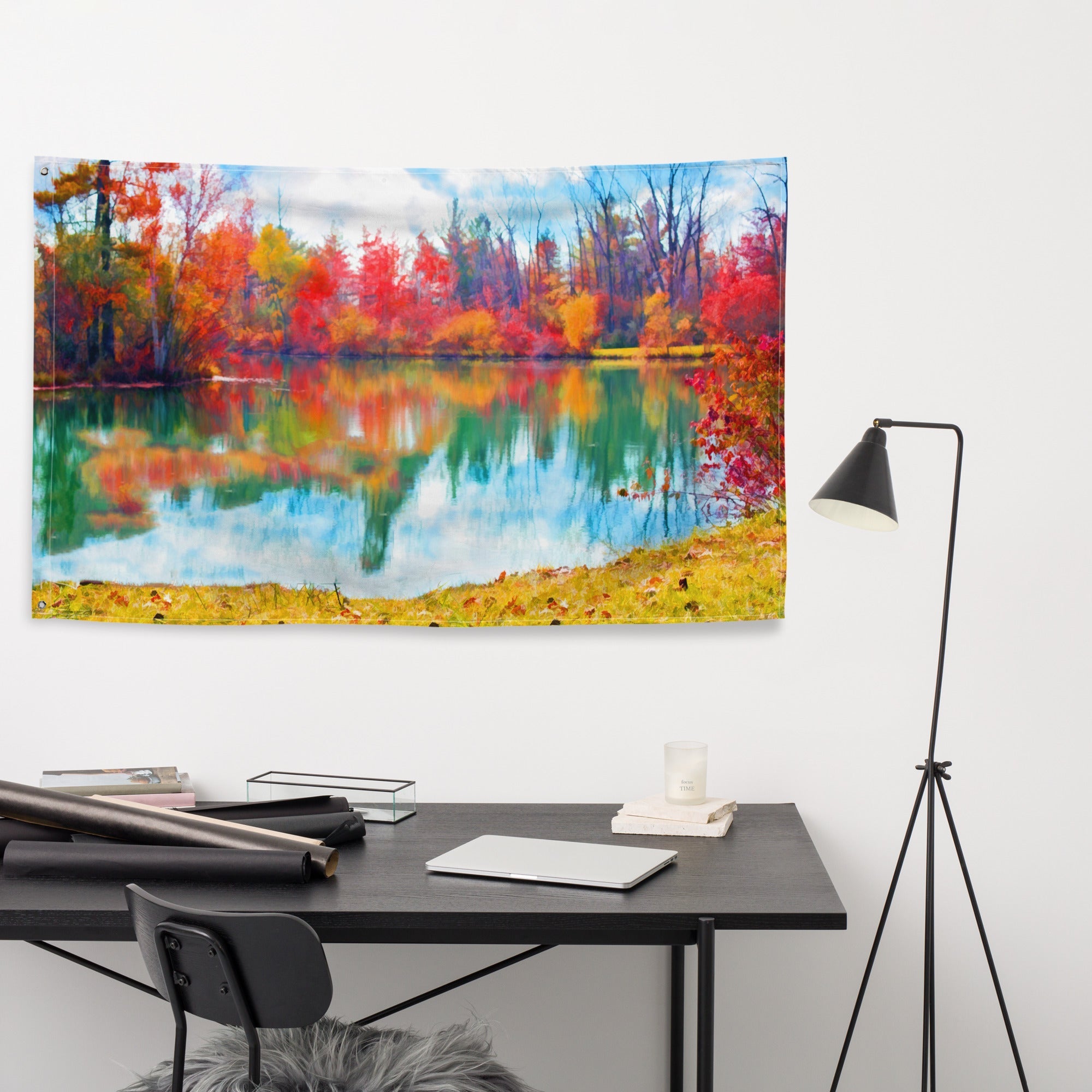 Fine Art Lake Painting Flag Tapestry-3