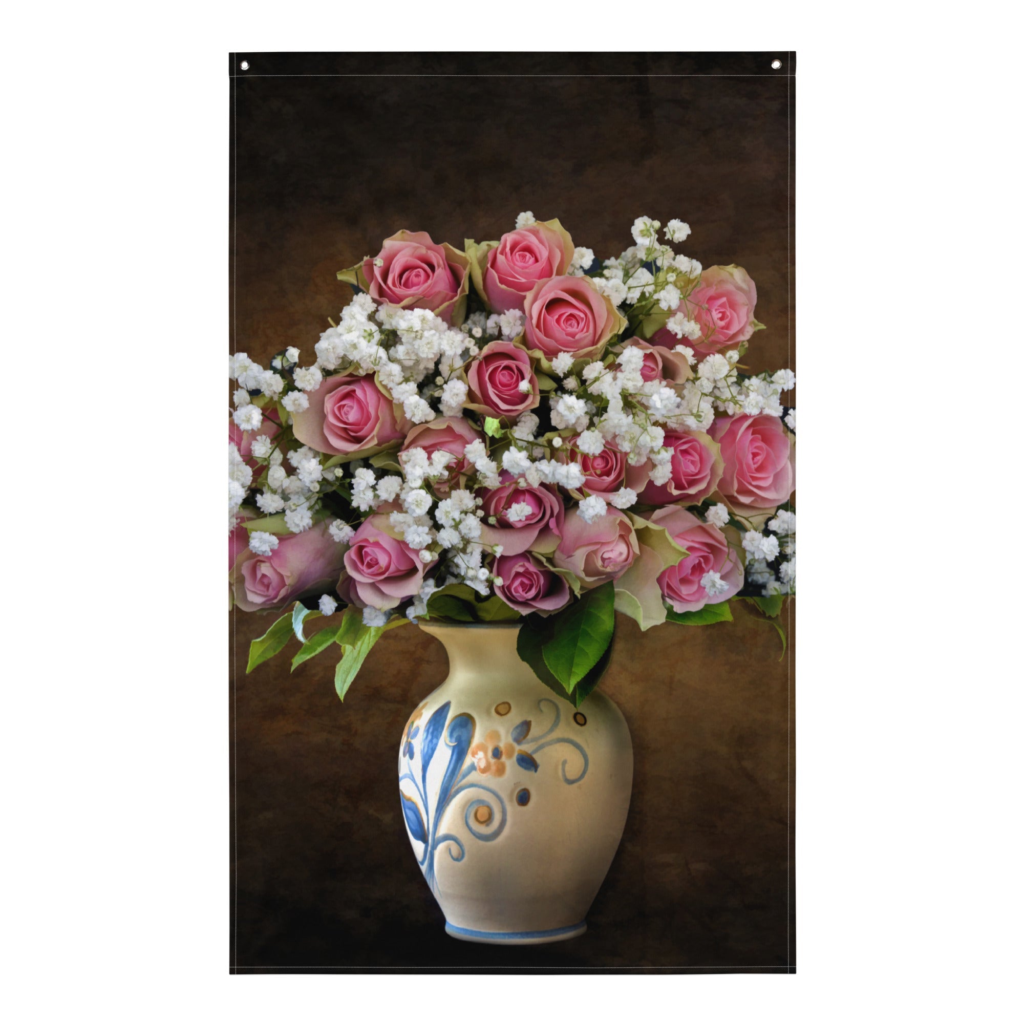 Flower Painting 3 Flag Tapestry-0