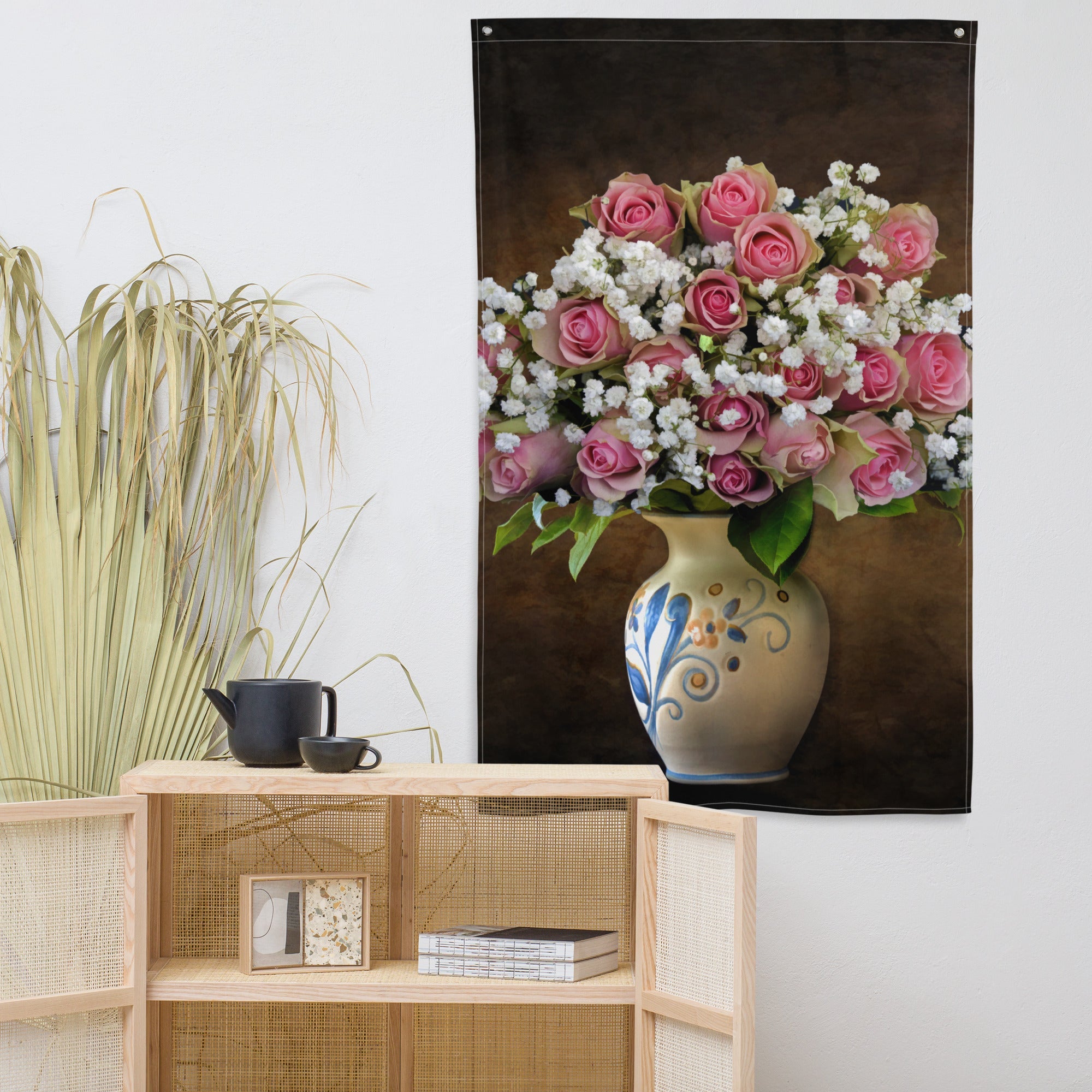 Flower Painting 3 Flag Tapestry-4