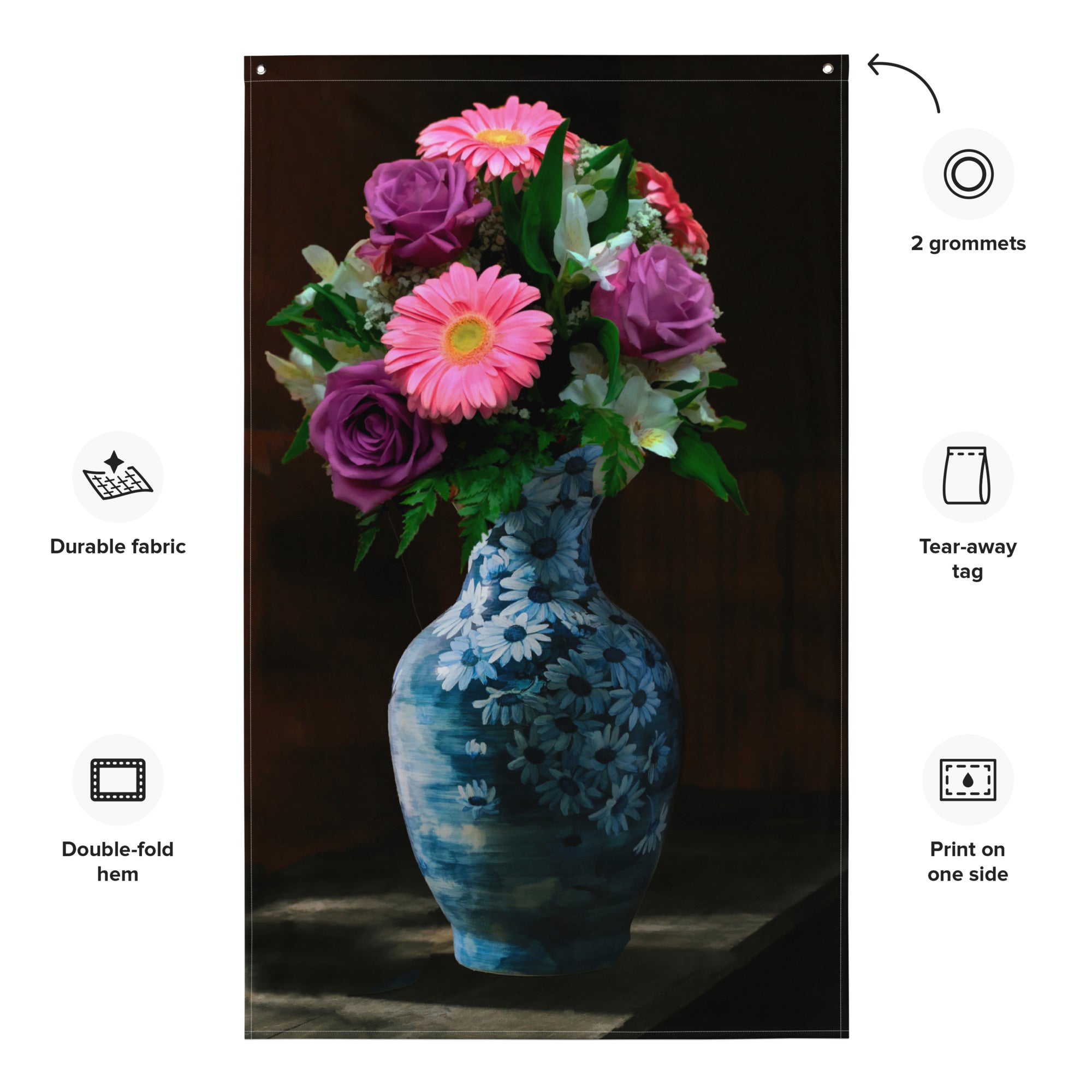 Flowers Wall art Painting Flag Tapestry-1