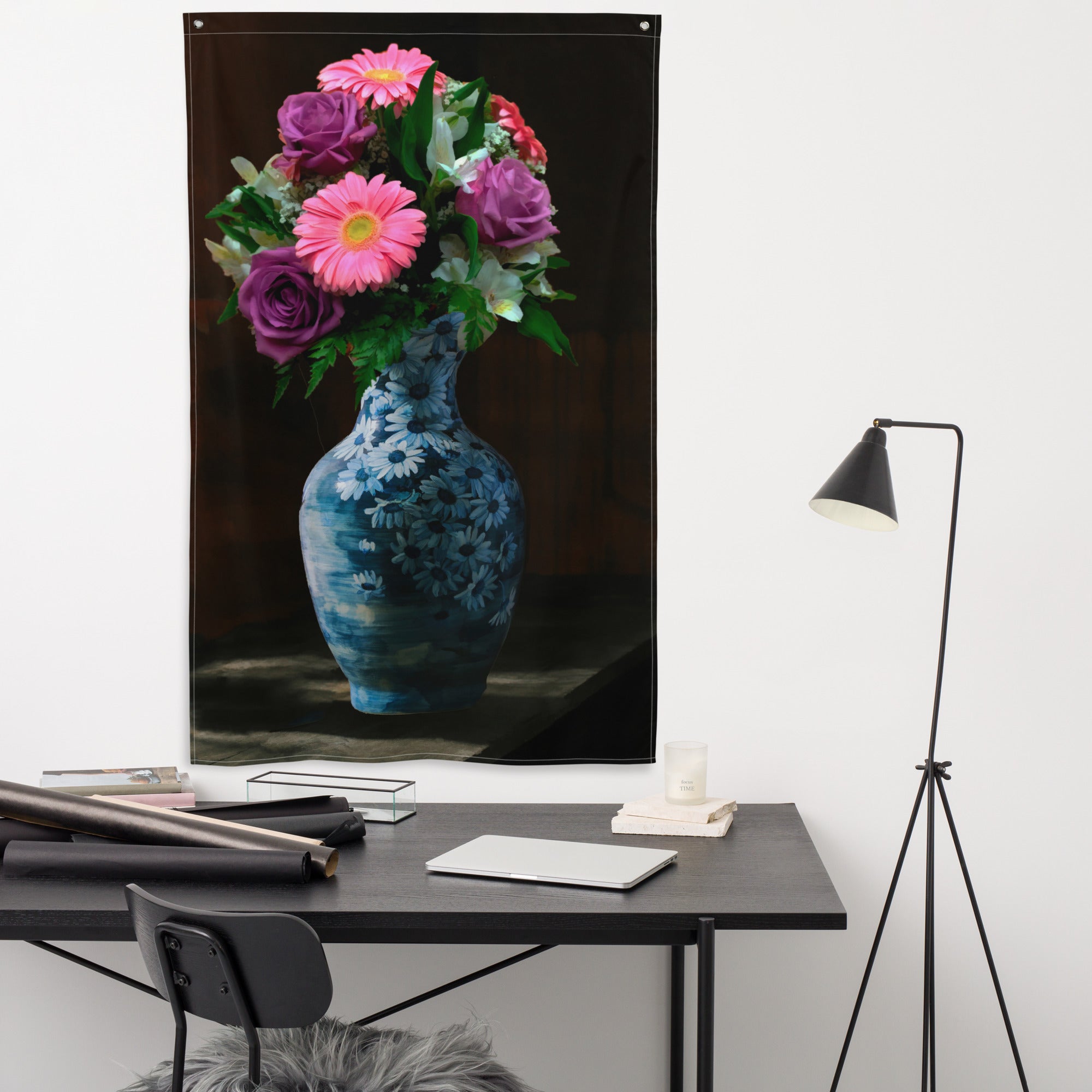 Flowers Wall art Painting Flag Tapestry-3