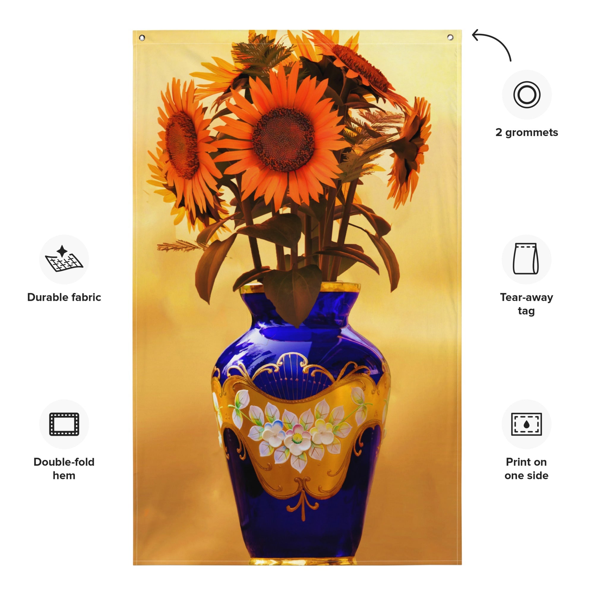 Sunflower Painting Flag Tapestry-1