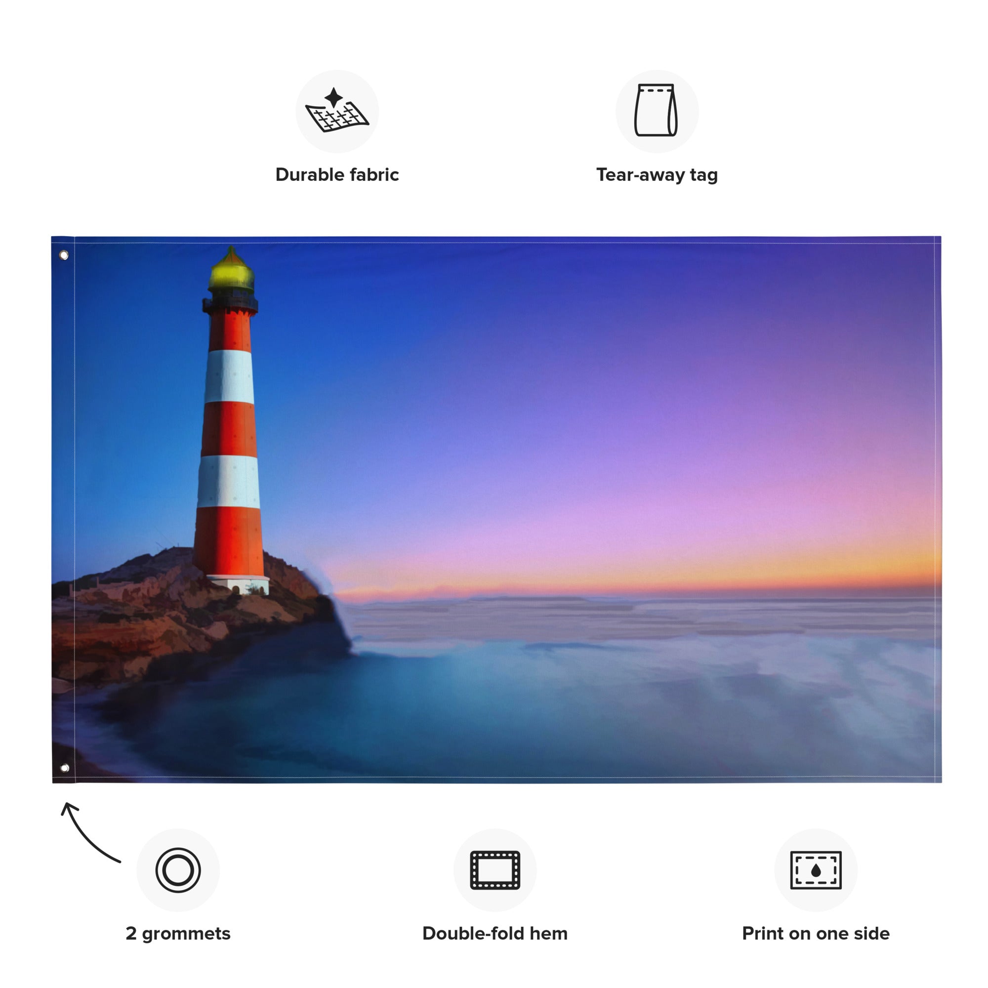 Lighthouse Painting 3 Flag Tapestry-1