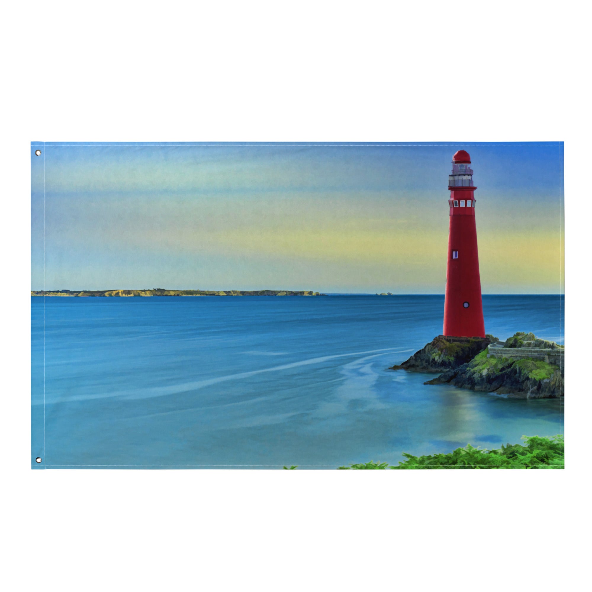 Lighthouse Painting 4 Flag Tapestry-0