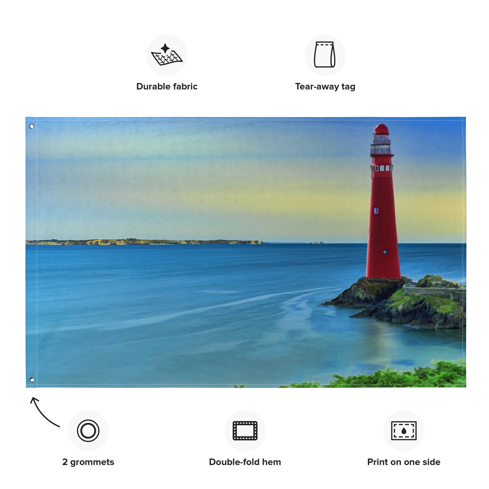 Lighthouse Painting 4 Flag Tapestry-1