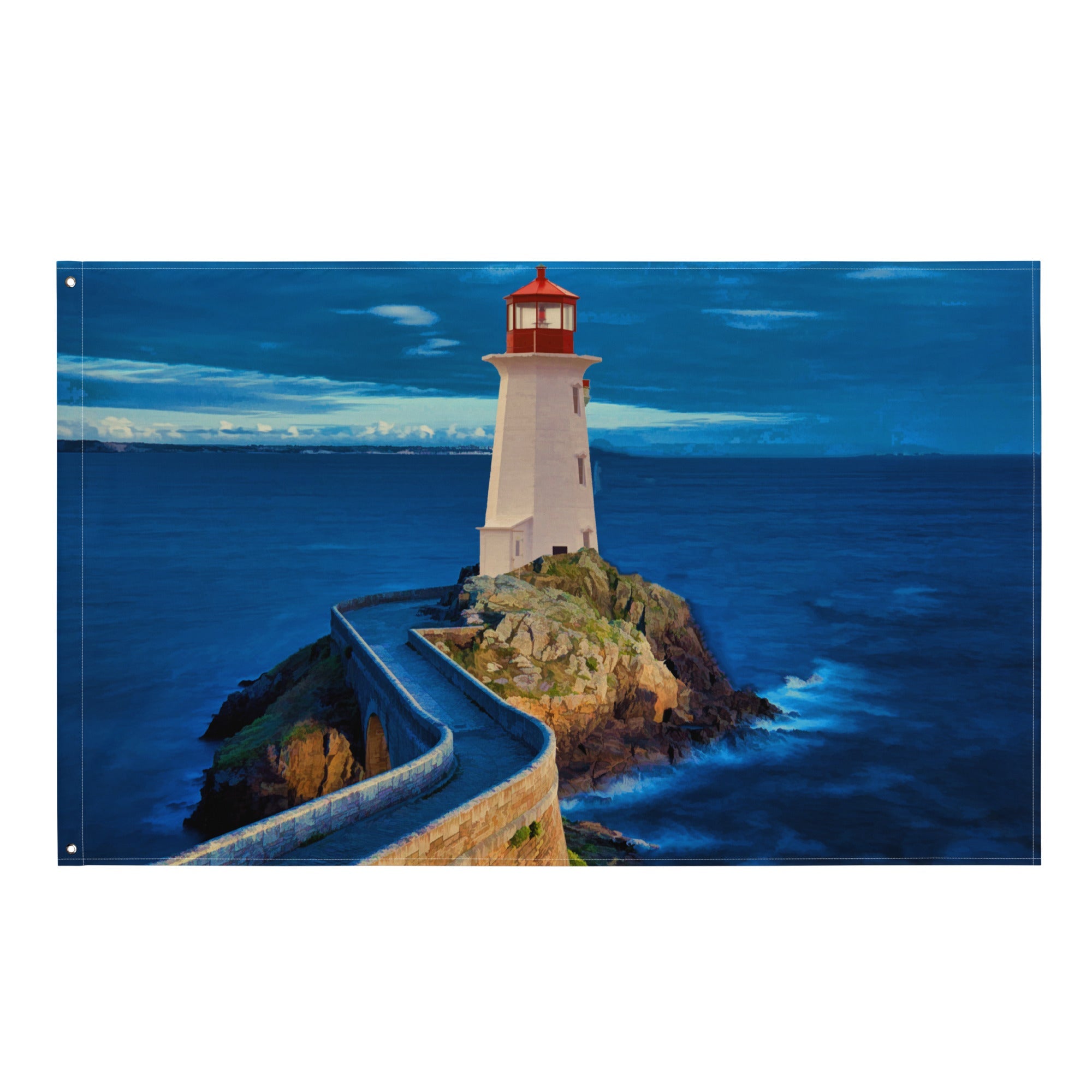 Pathway to Lighthouse Painting Flag Tapestry-0