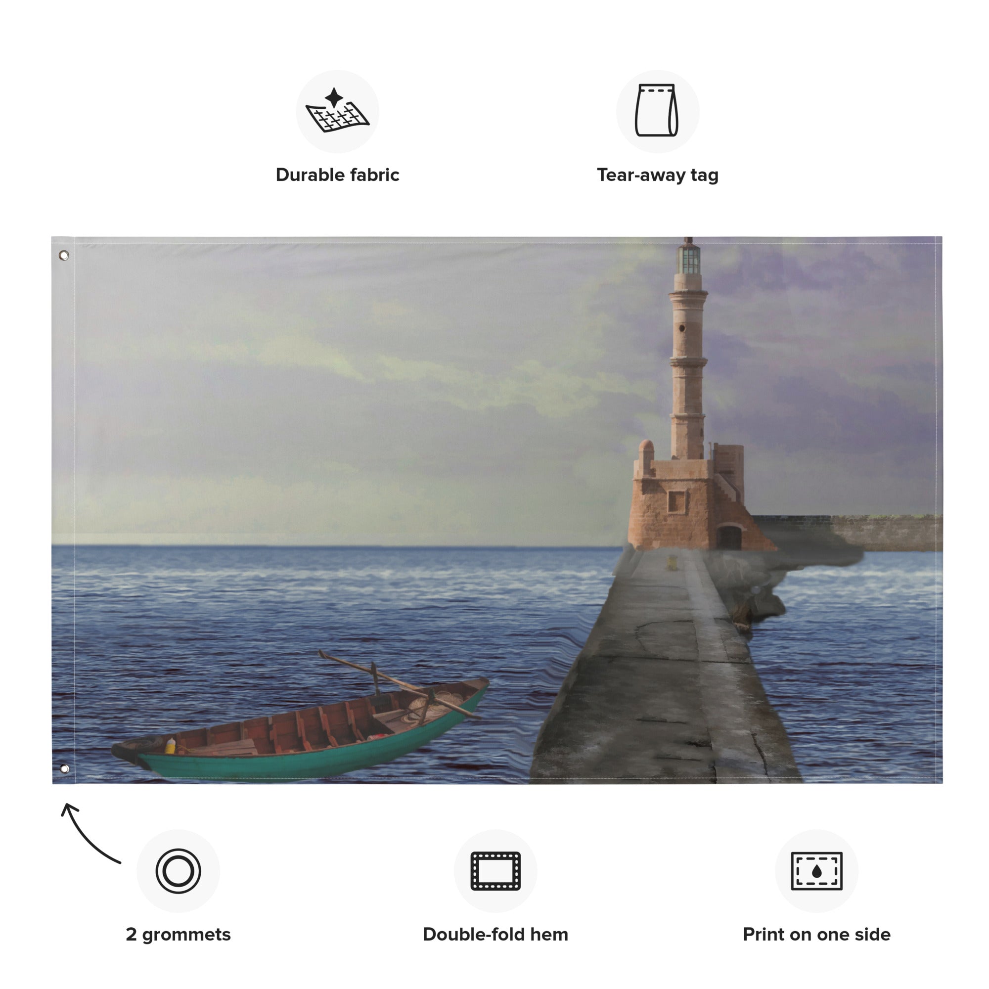 Path to Lighthouse Painting Flag Tapestry-1