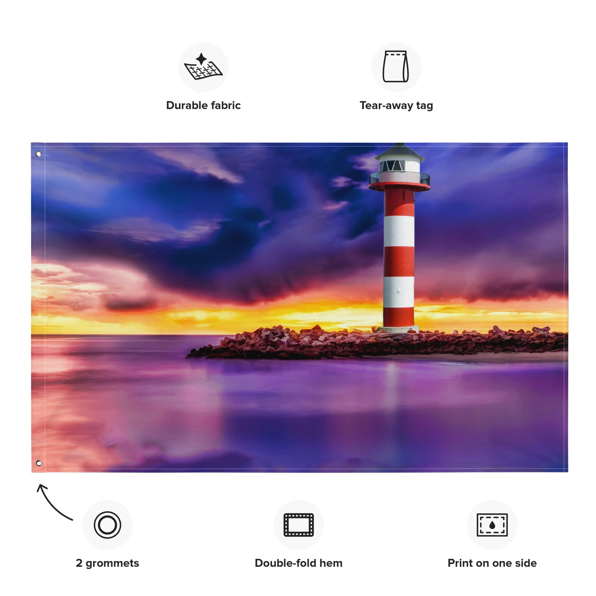 Beautiful Lighthouse Painting Flag Tapestry-1