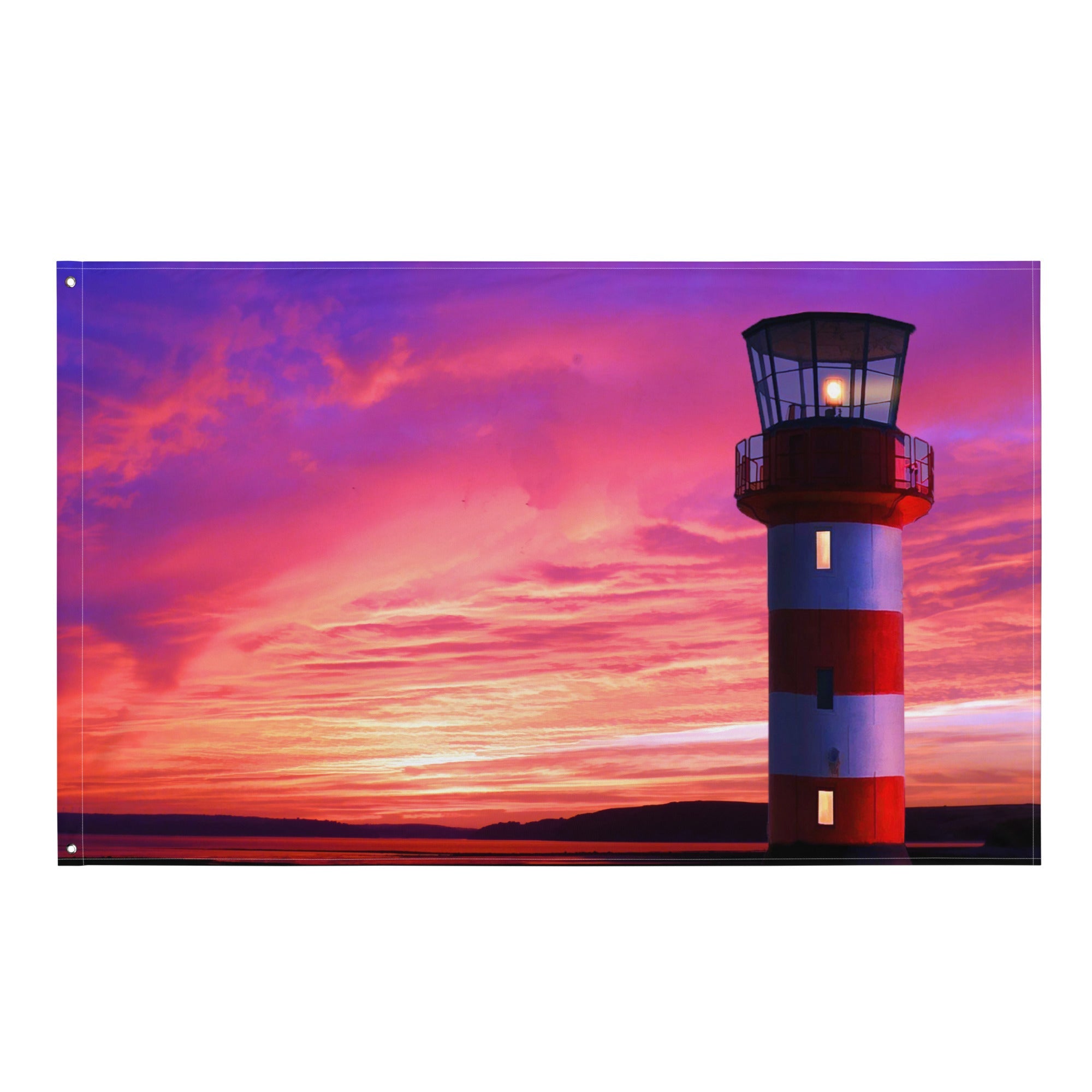 Lighthouse Painting 5 Flag Tapestry-0