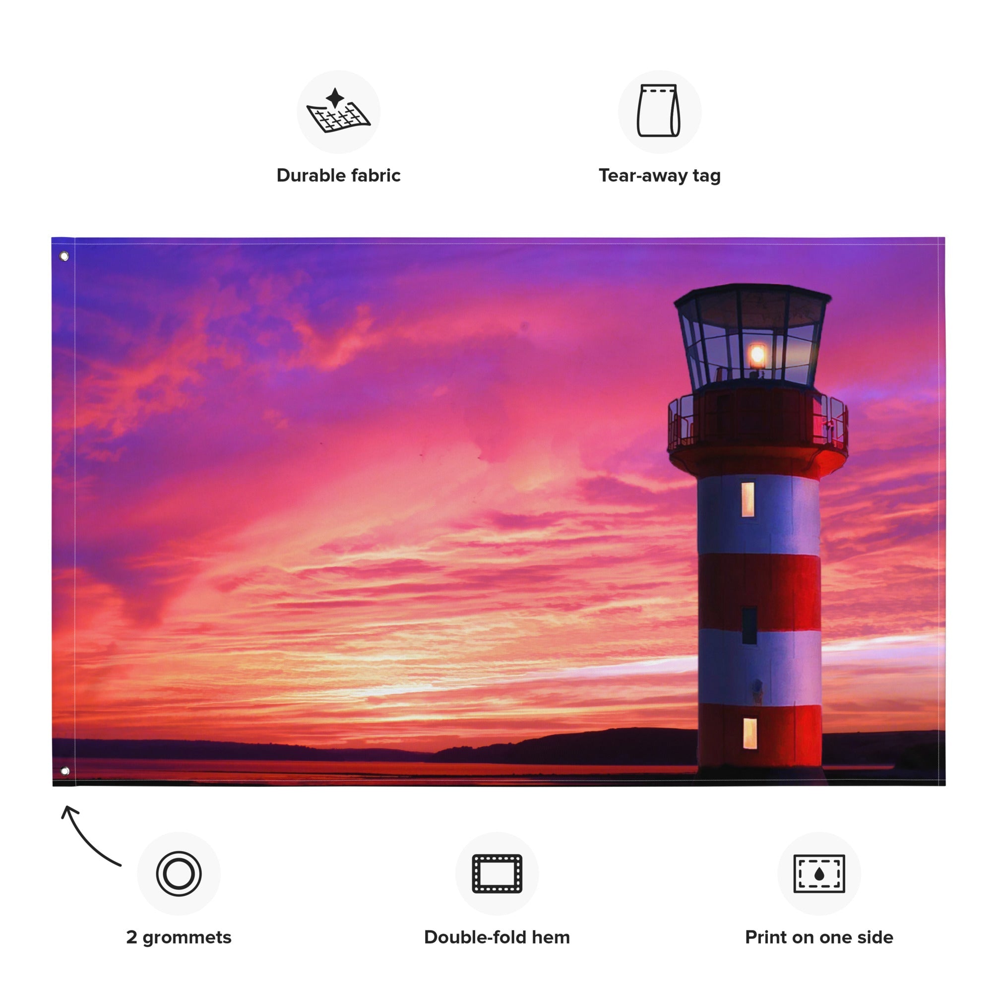 Lighthouse Painting 5 Flag Tapestry-1