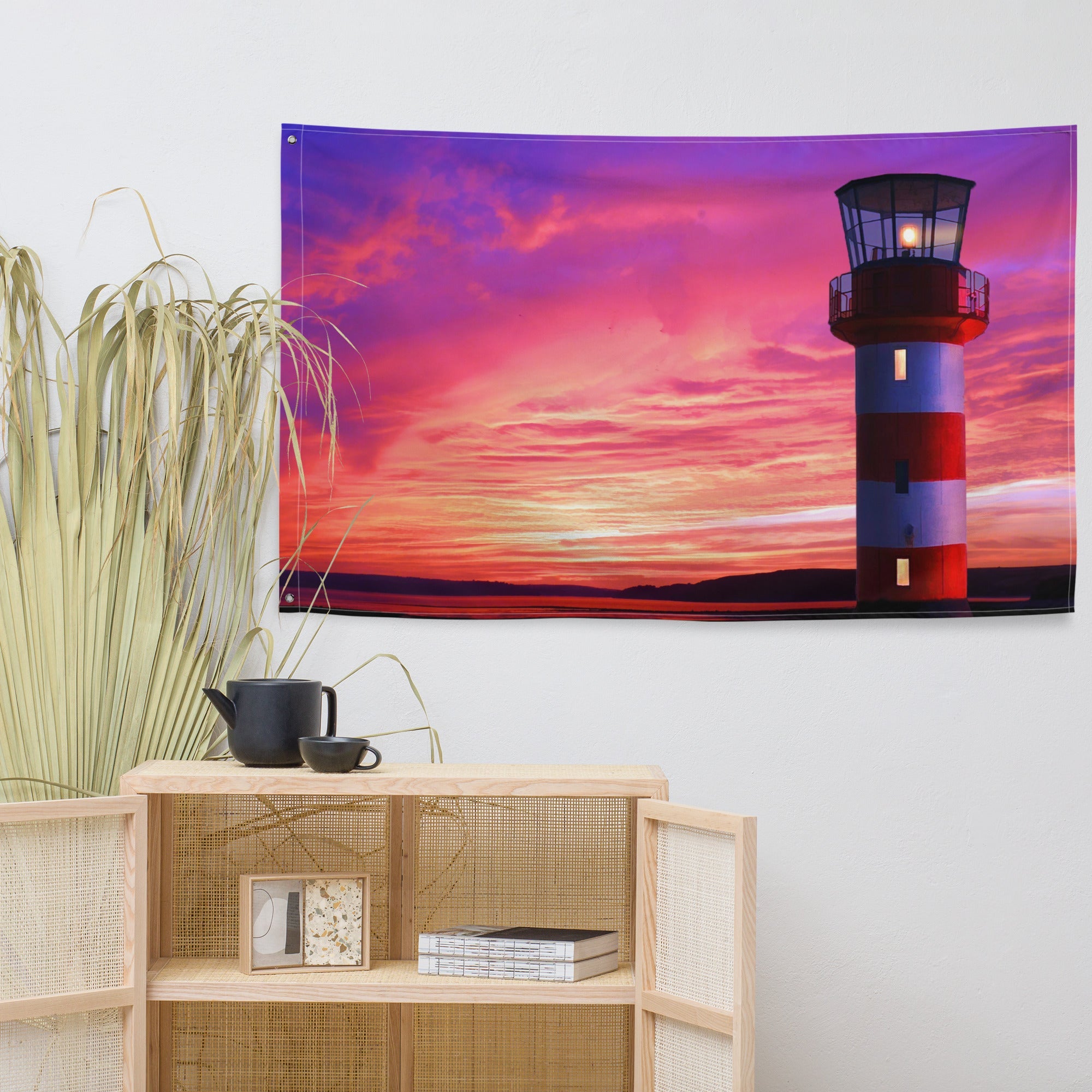 Lighthouse Painting 5 Flag Tapestry-4