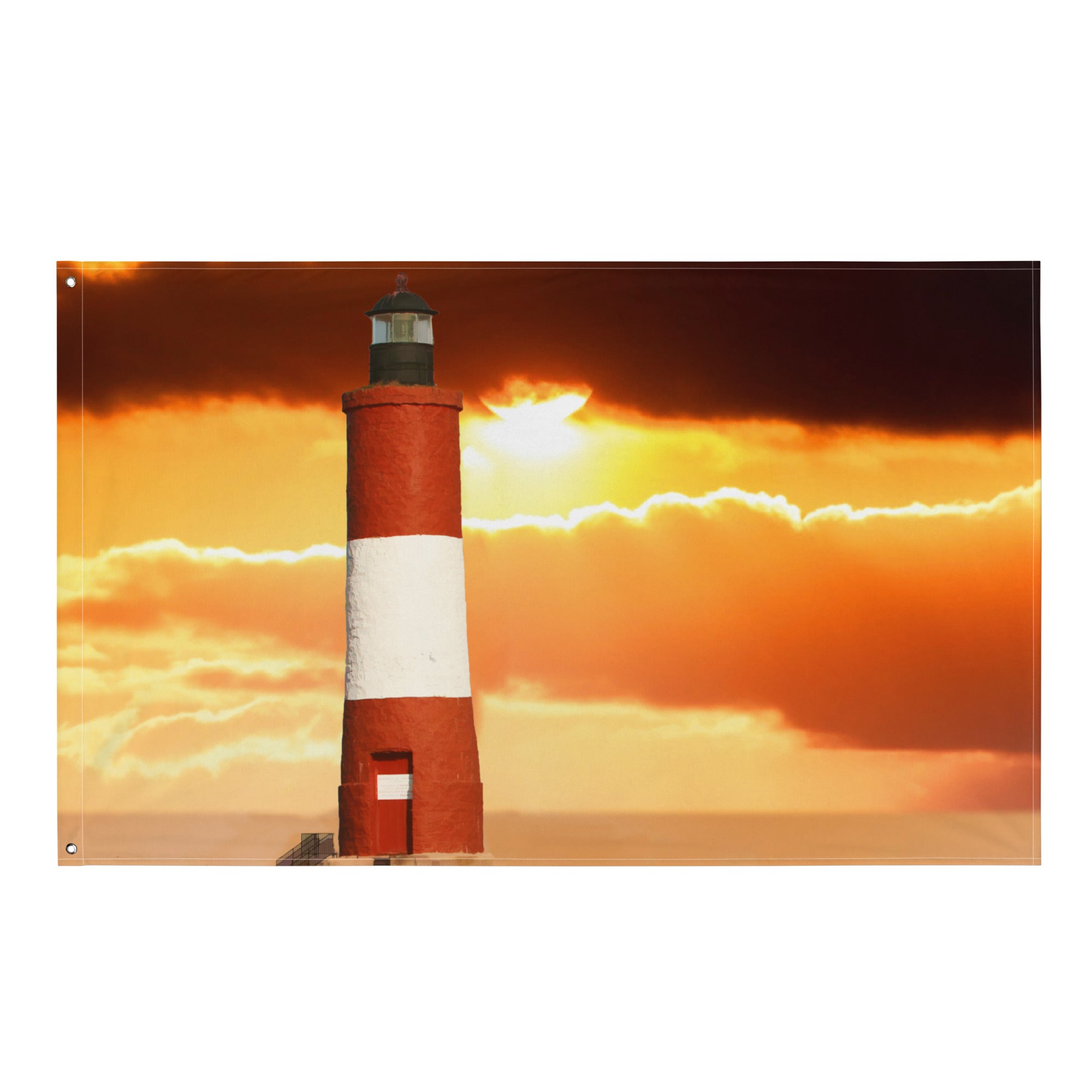 Lighthouse Painting Flag Tapestry-0