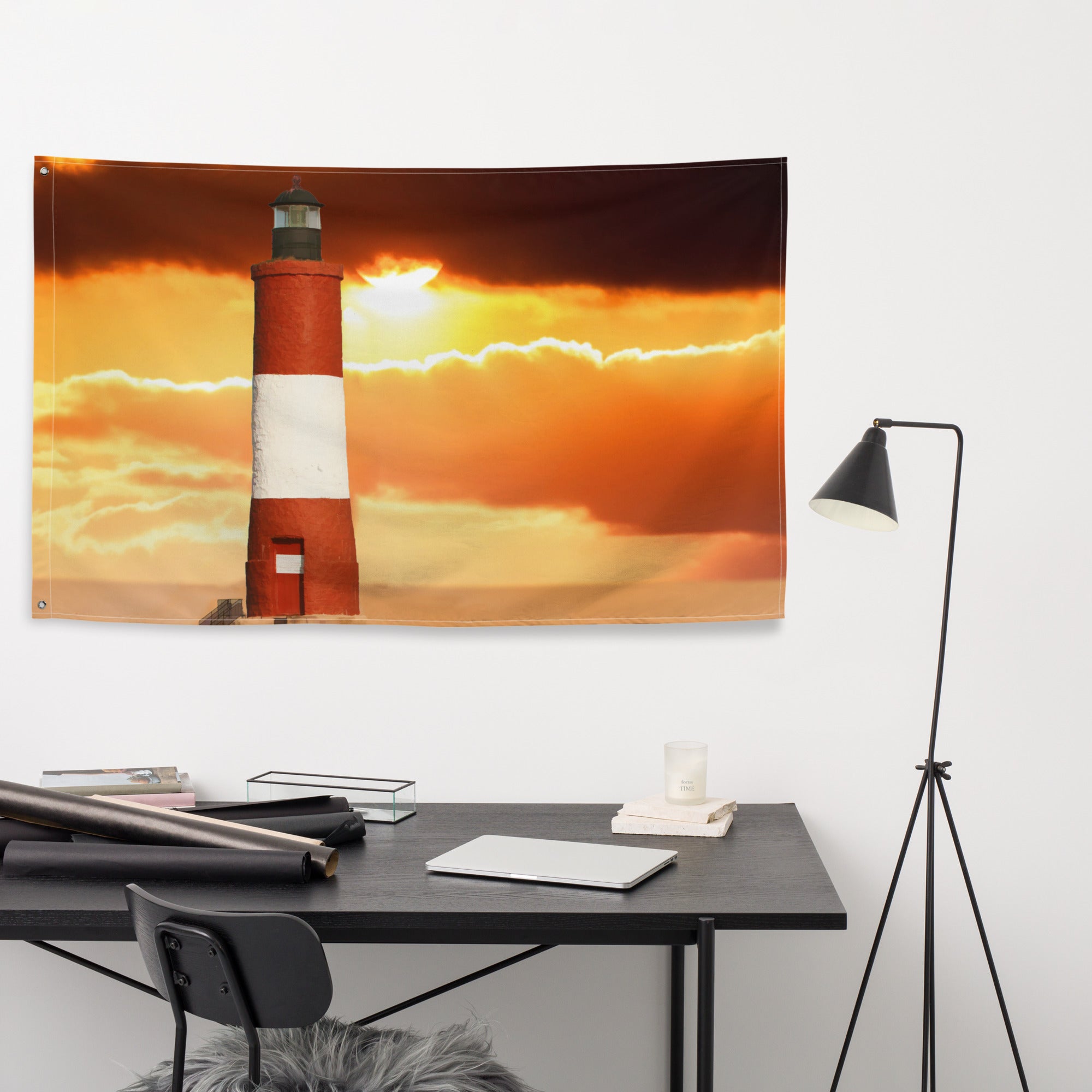 Lighthouse Painting Flag Tapestry-3