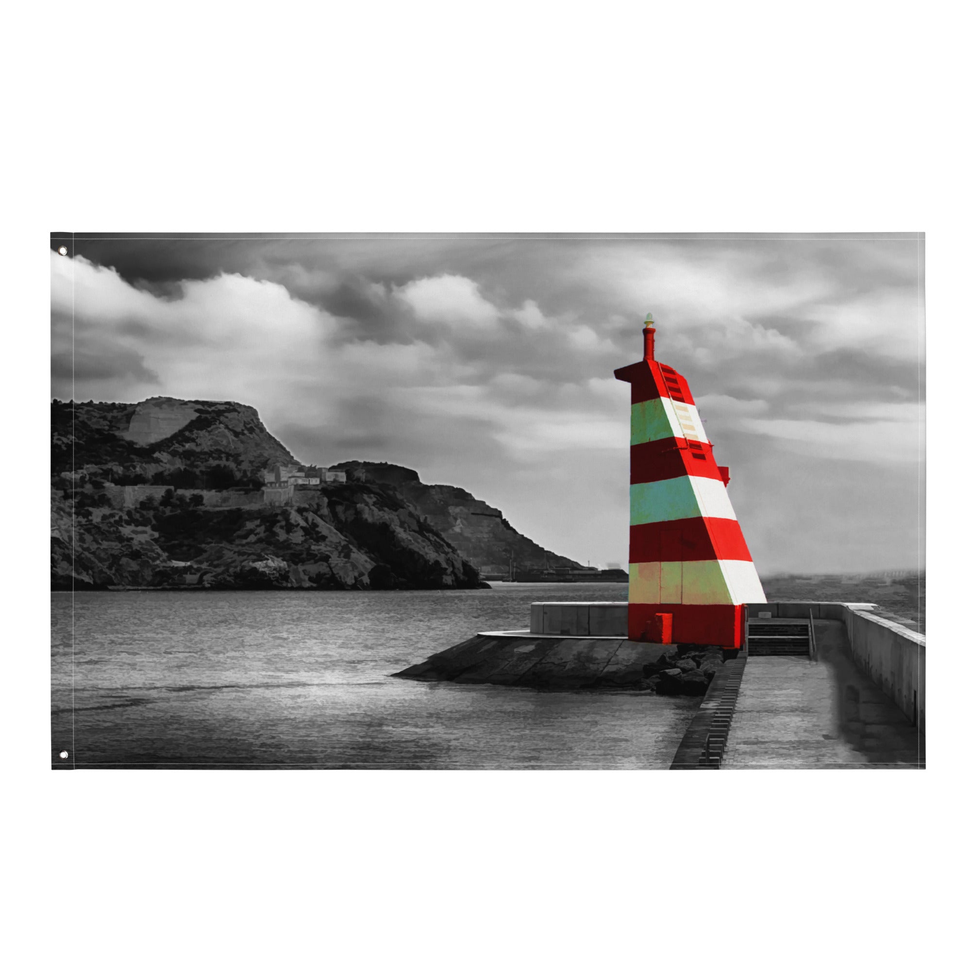 Lighthouse Landscape-Horizontol Painting Flag Tapestry-0