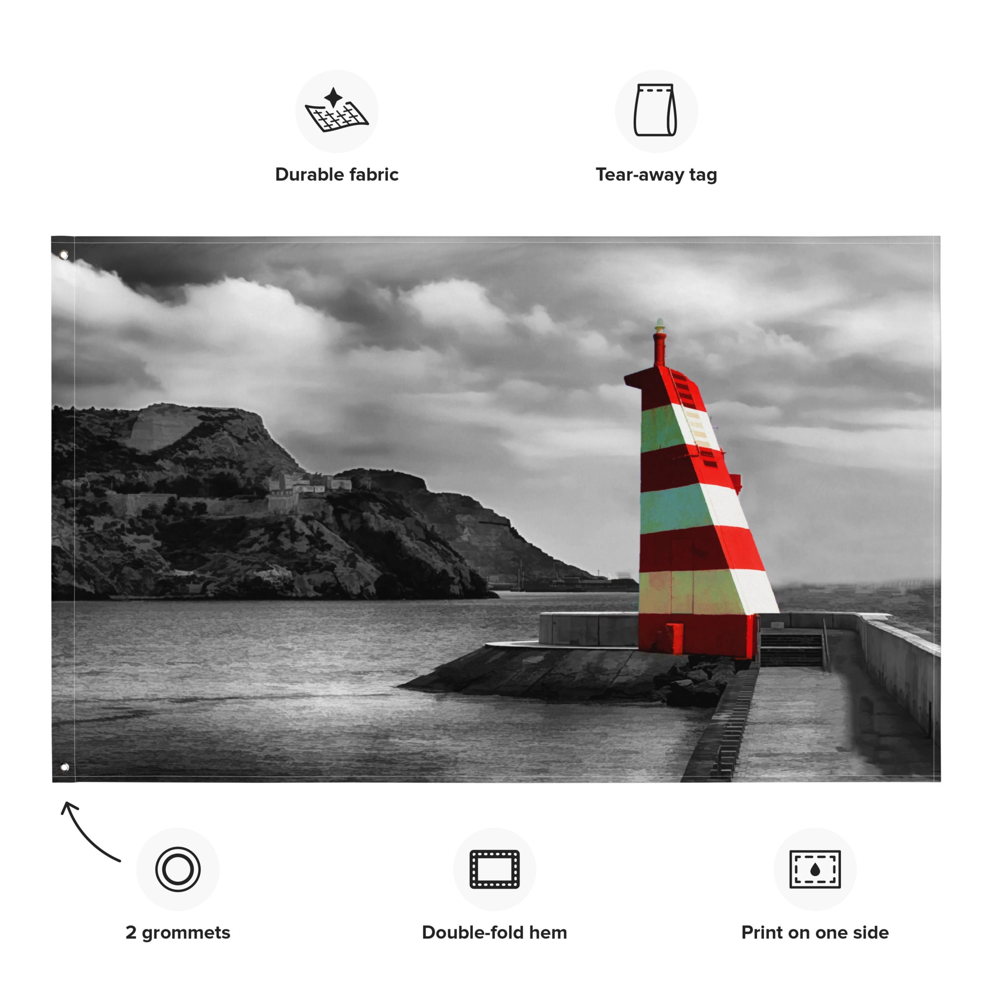 Lighthouse Landscape-Horizontol Painting Flag Tapestry-1