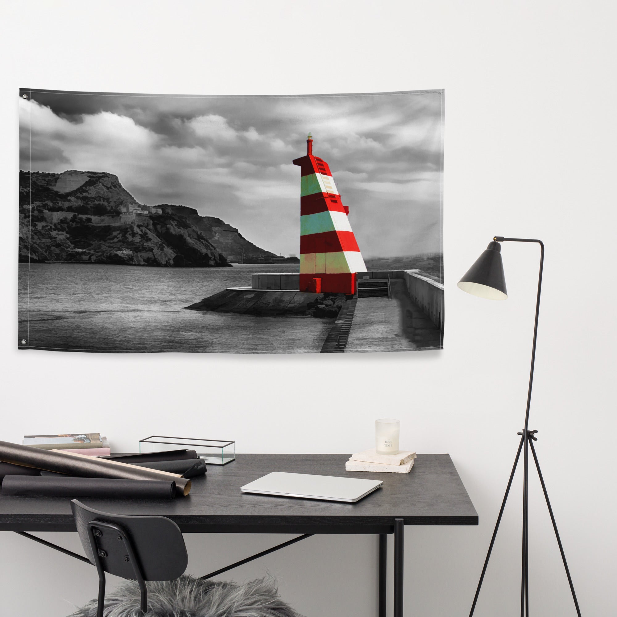 Lighthouse Landscape-Horizontol Painting Flag Tapestry-3