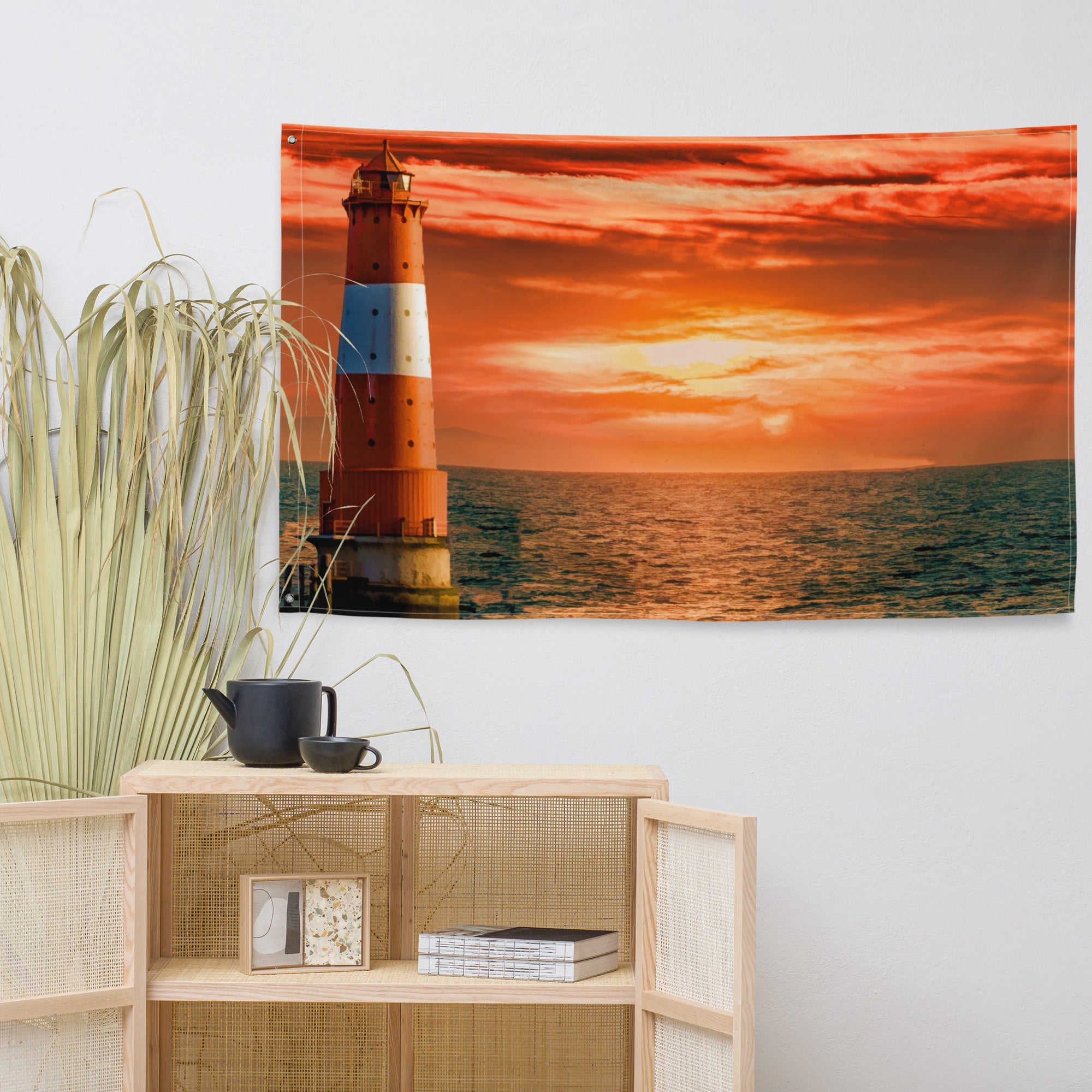 Sea Lighthouse Painting Flag Tapestry-4