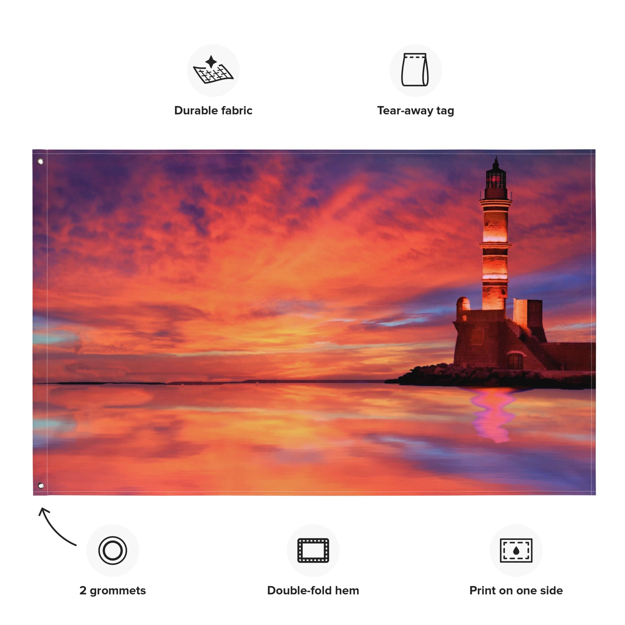 Yellow Lighthouse Painting Flag Tapestry-1