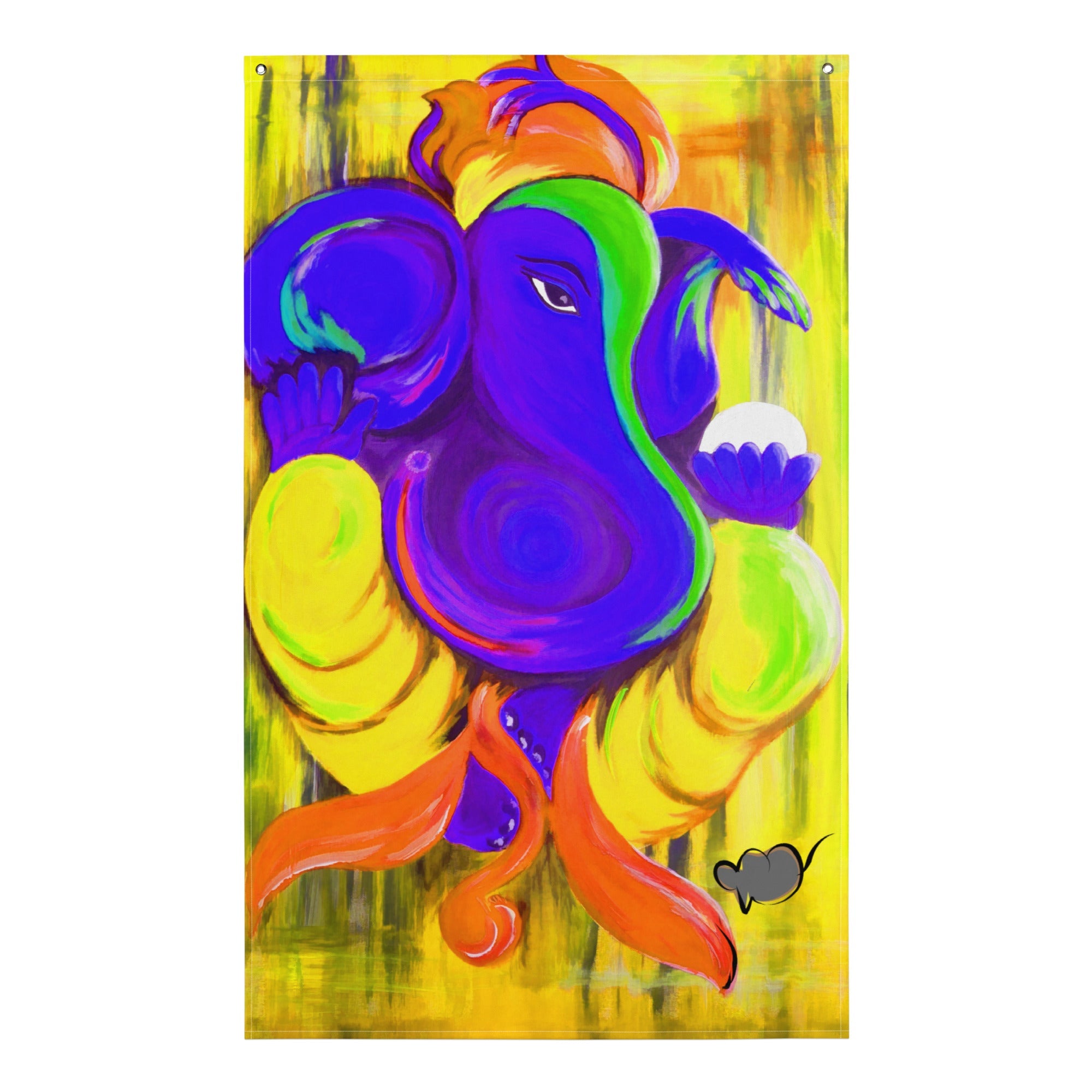 Ganesha Painting Flag Tapestry-0