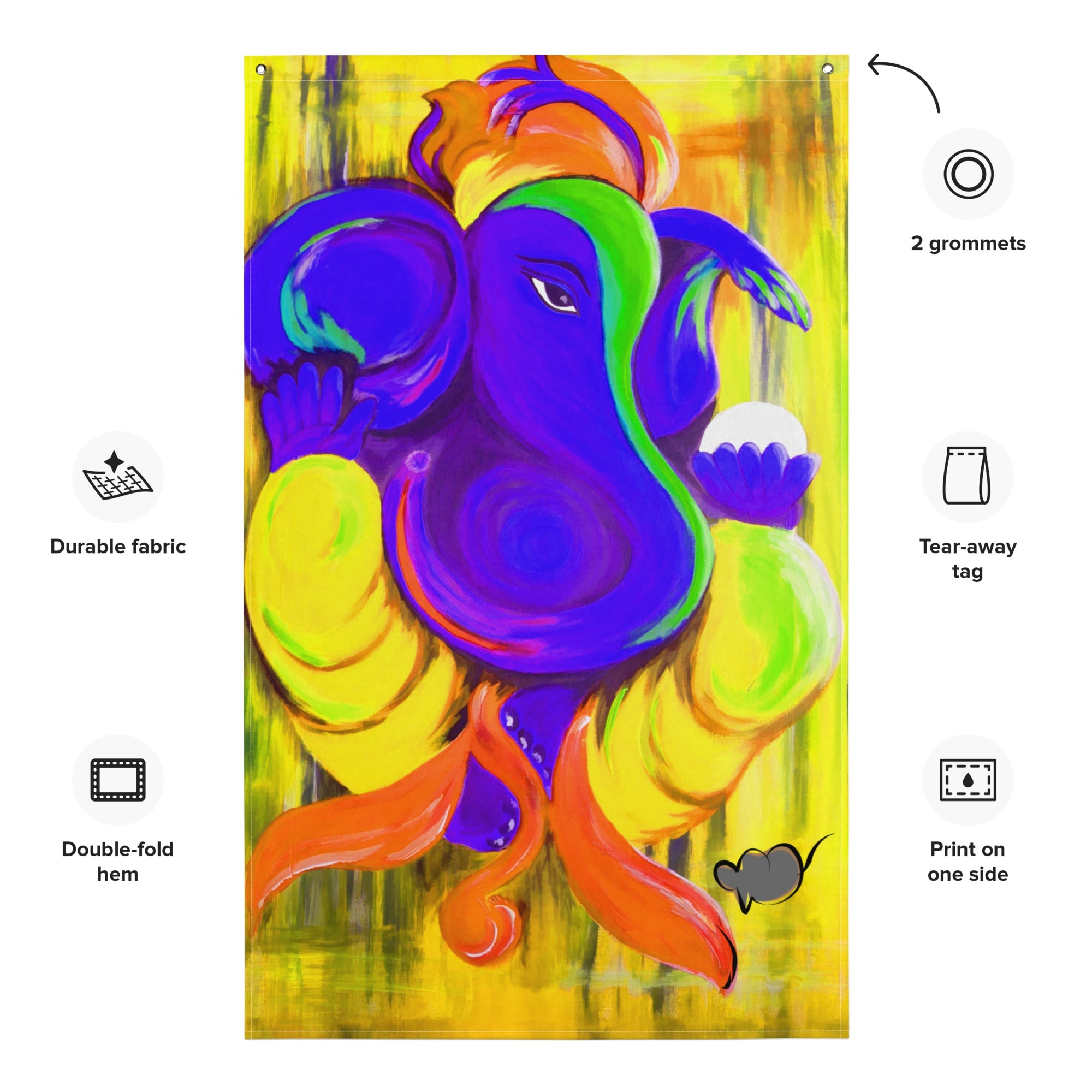 Ganesha Painting Flag Tapestry-1